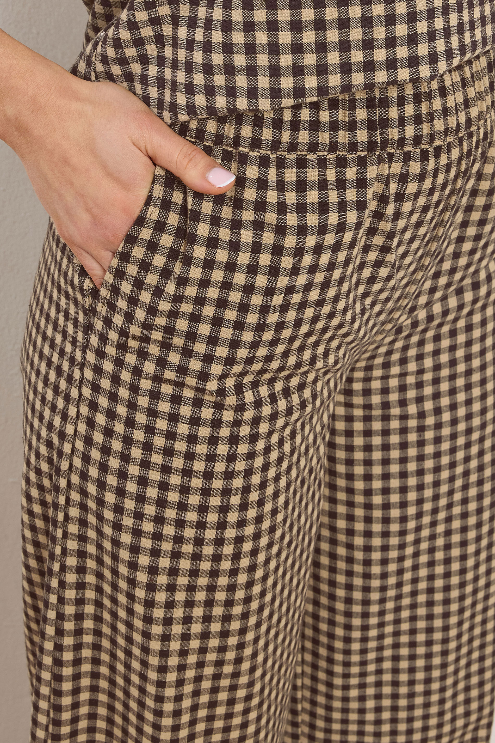 LTS Tall Women's Set Brown Gingham Print Vest Top & Trousers | Long Tall Sally 7