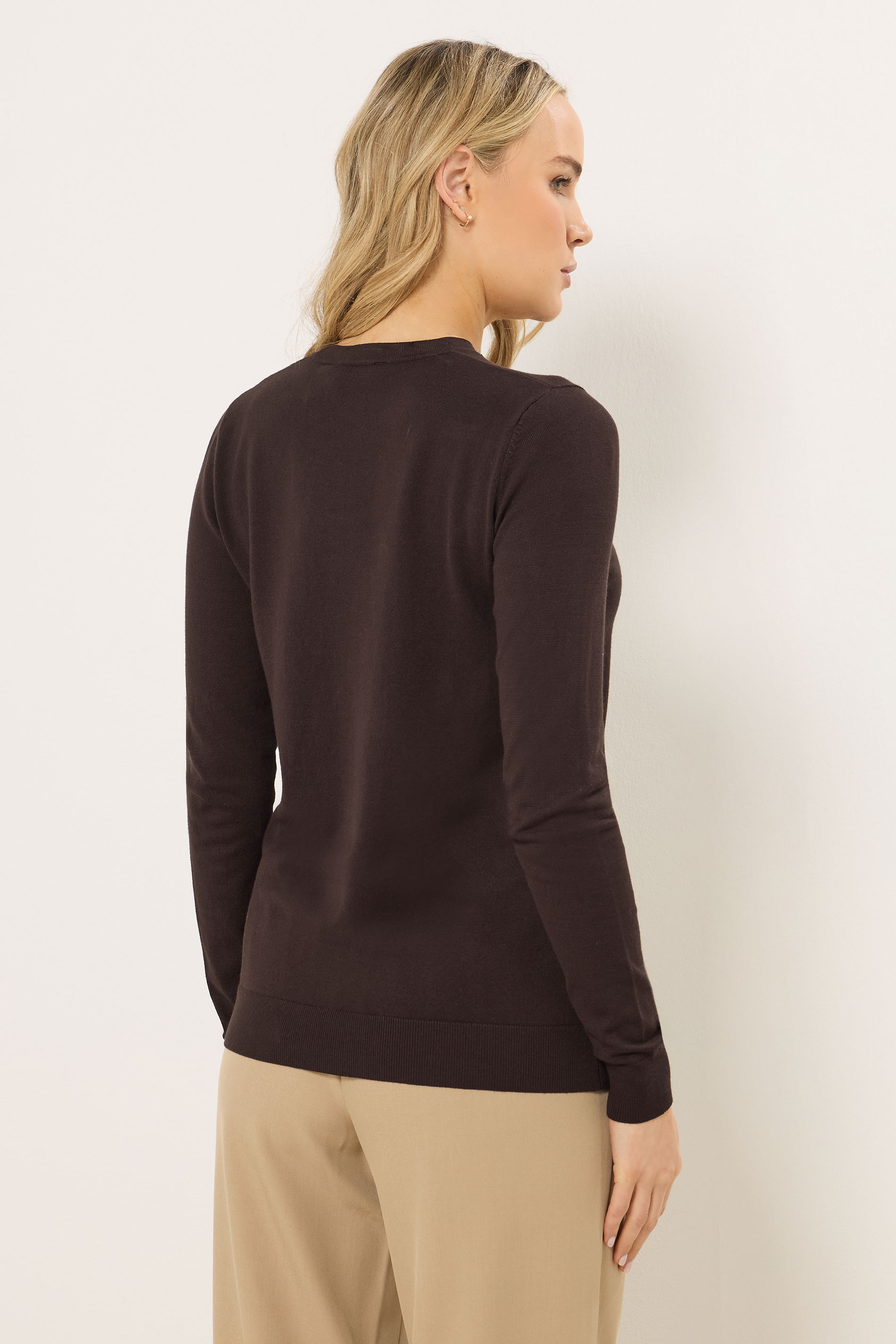 LTS Tall Dark Brown Knitted Crew Neck Jumper | Long Tall Sally 2