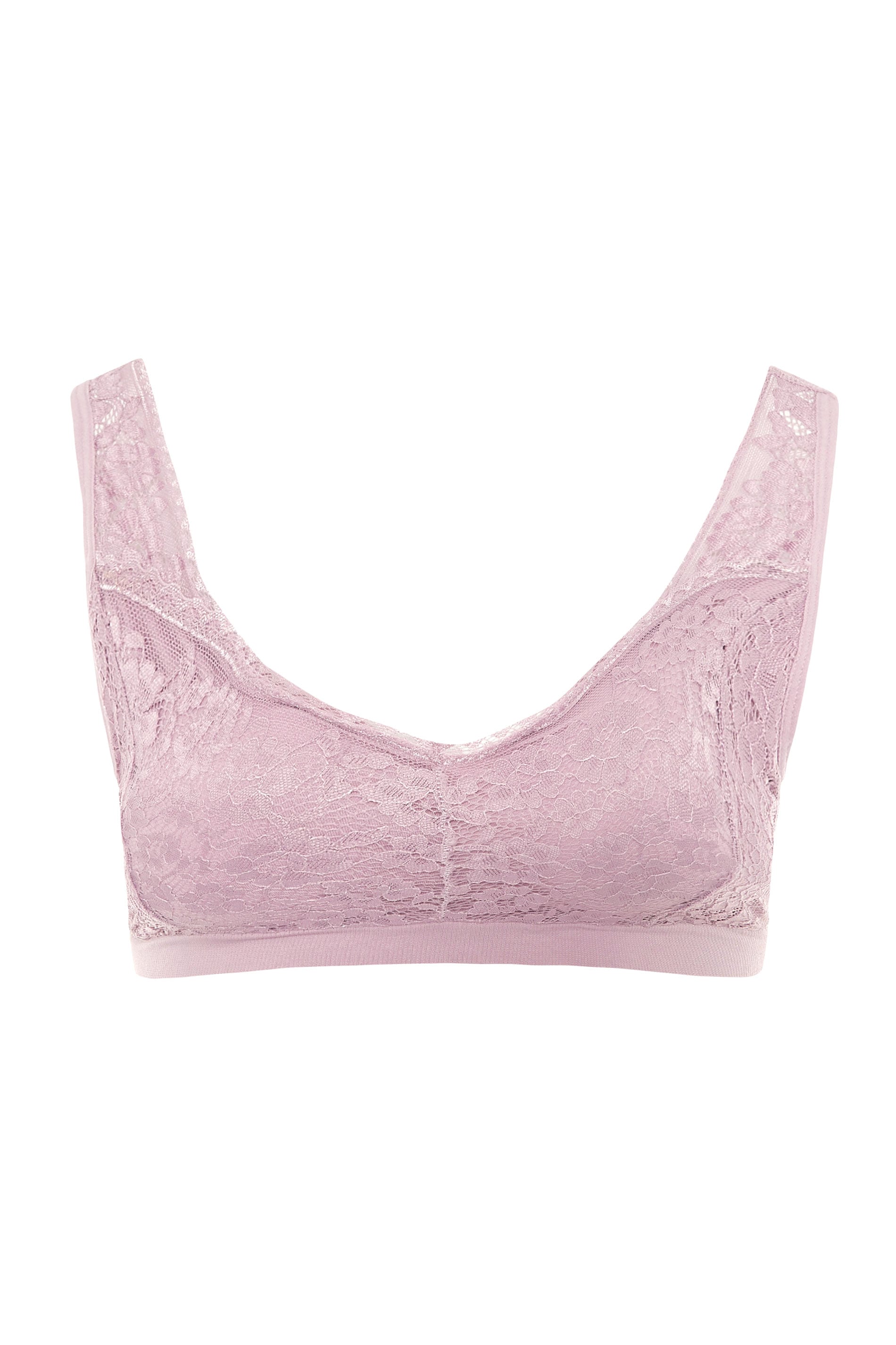 Plus Size Pink Seamless Lace Padded Non-Wired Bralette | Yours Clothing 2