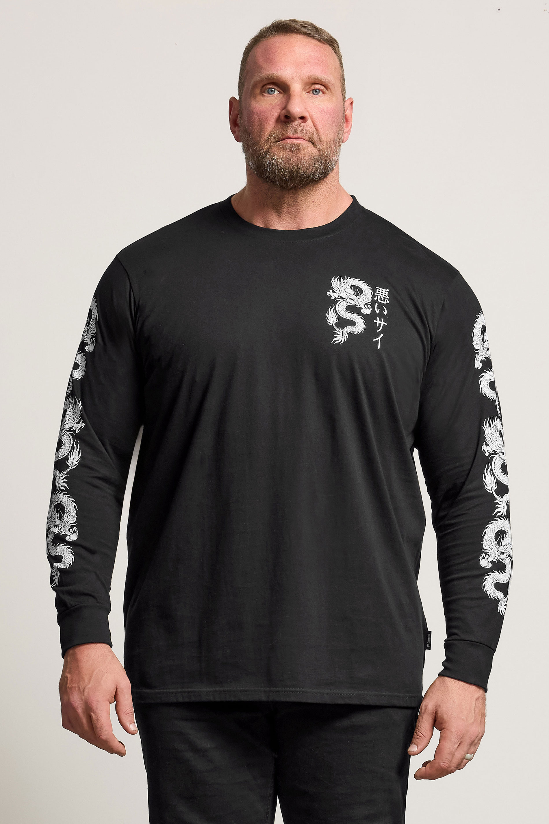 BadRhino Big & Tall Black Long Sleeve Dragon Graphic T-shirt | BadRhino 3