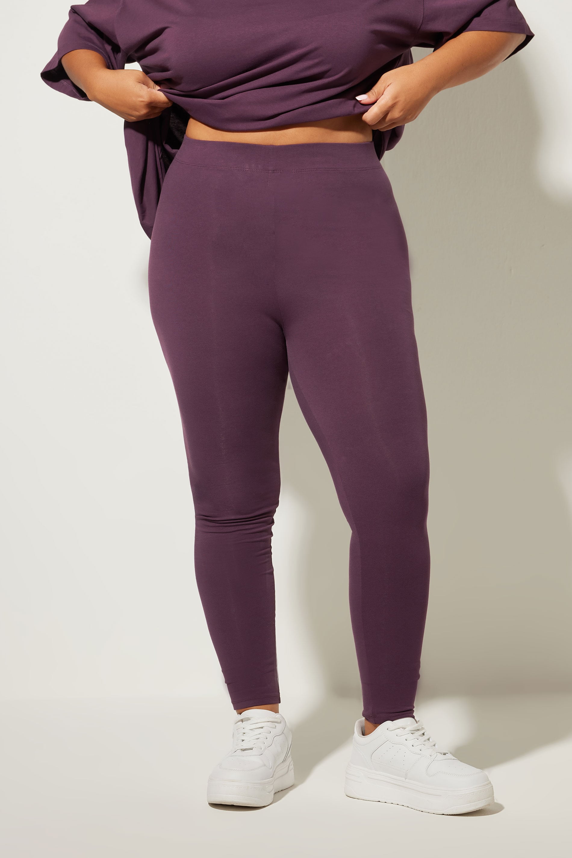 YOURS Plus Size Dark Purple Leggings | Yours Clothing 2