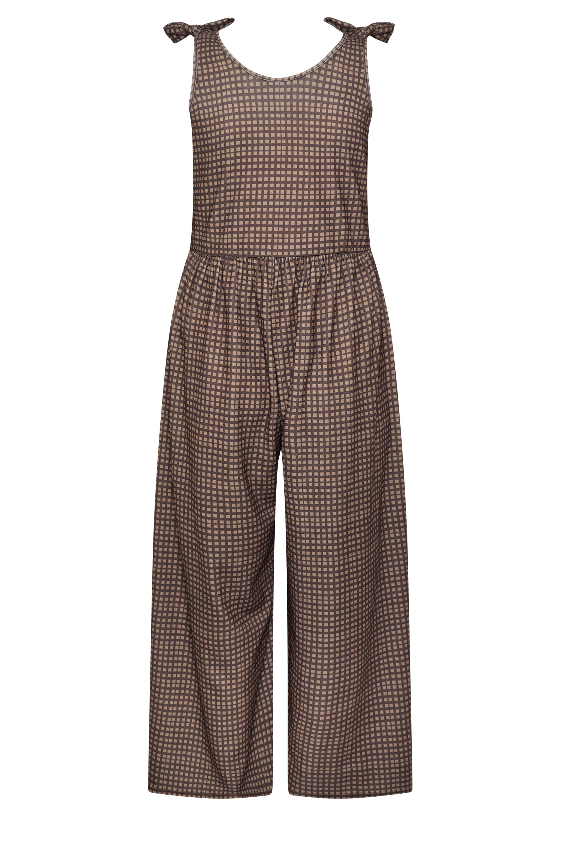 LIMITED COLLECTION Plus Size Brown Gingham Jumpsuit | Yours Clothing 2