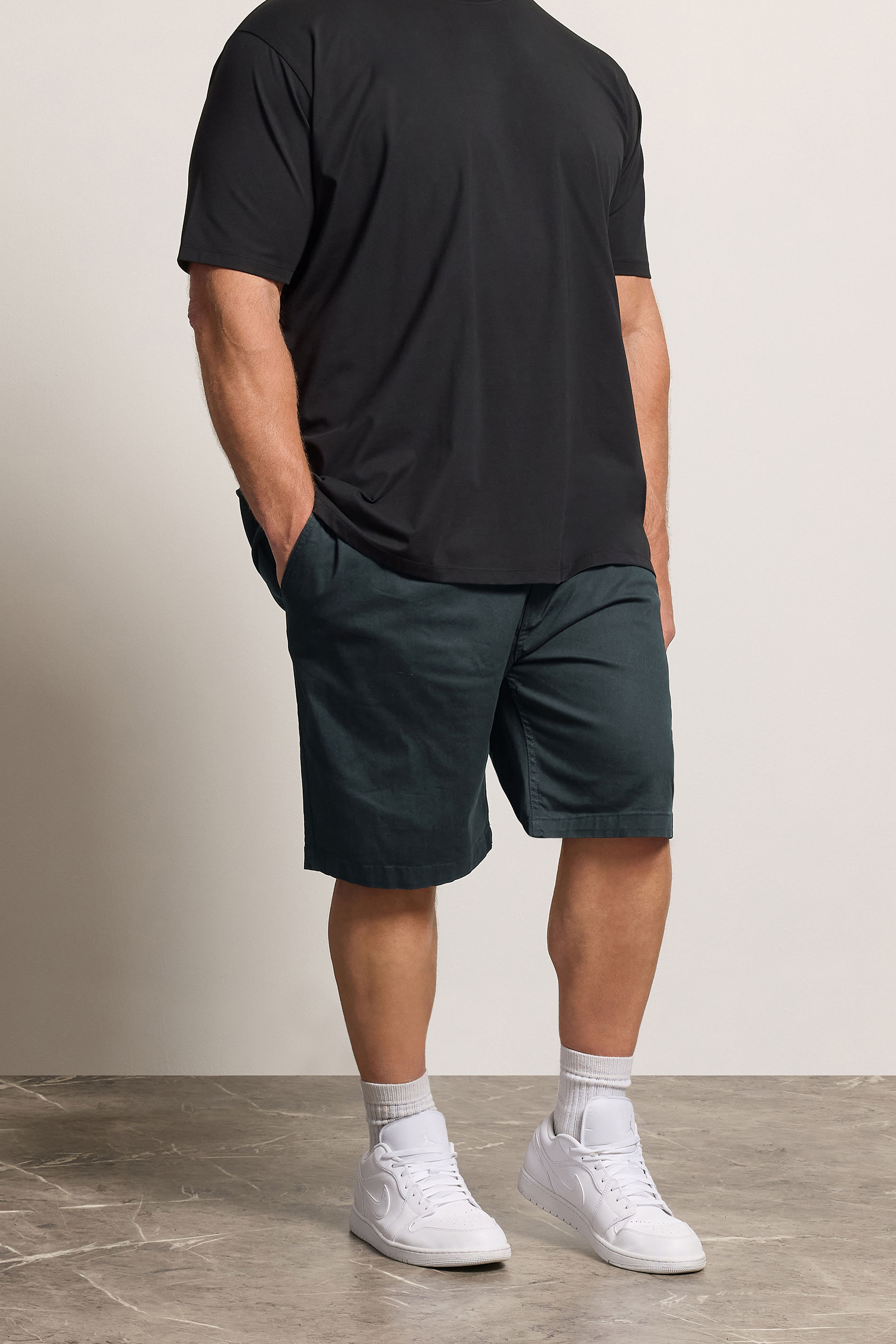 D555 Big & Tall Navy Blue Elasticated Stretch Shorts | BadRhino 3