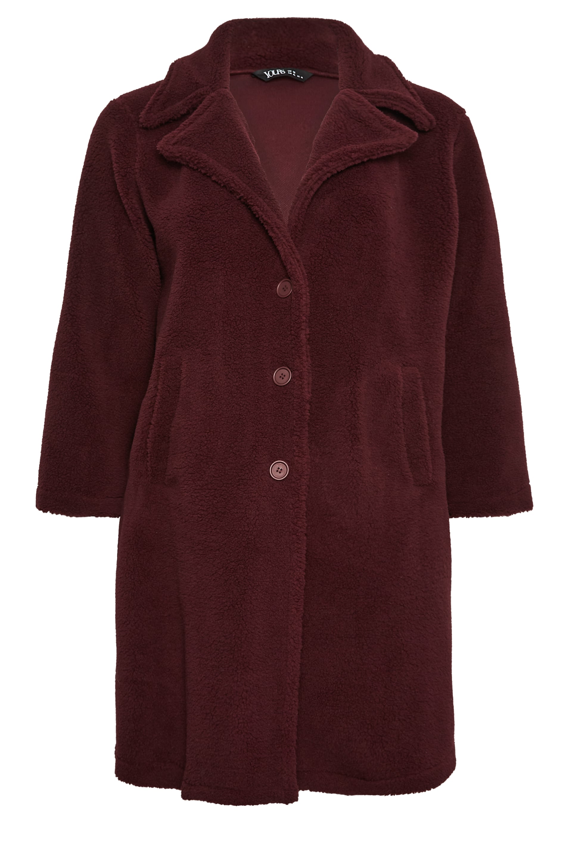 YOURS Curve Plus Size Dark Red Faux Fur Coat | Yours Clothing  8