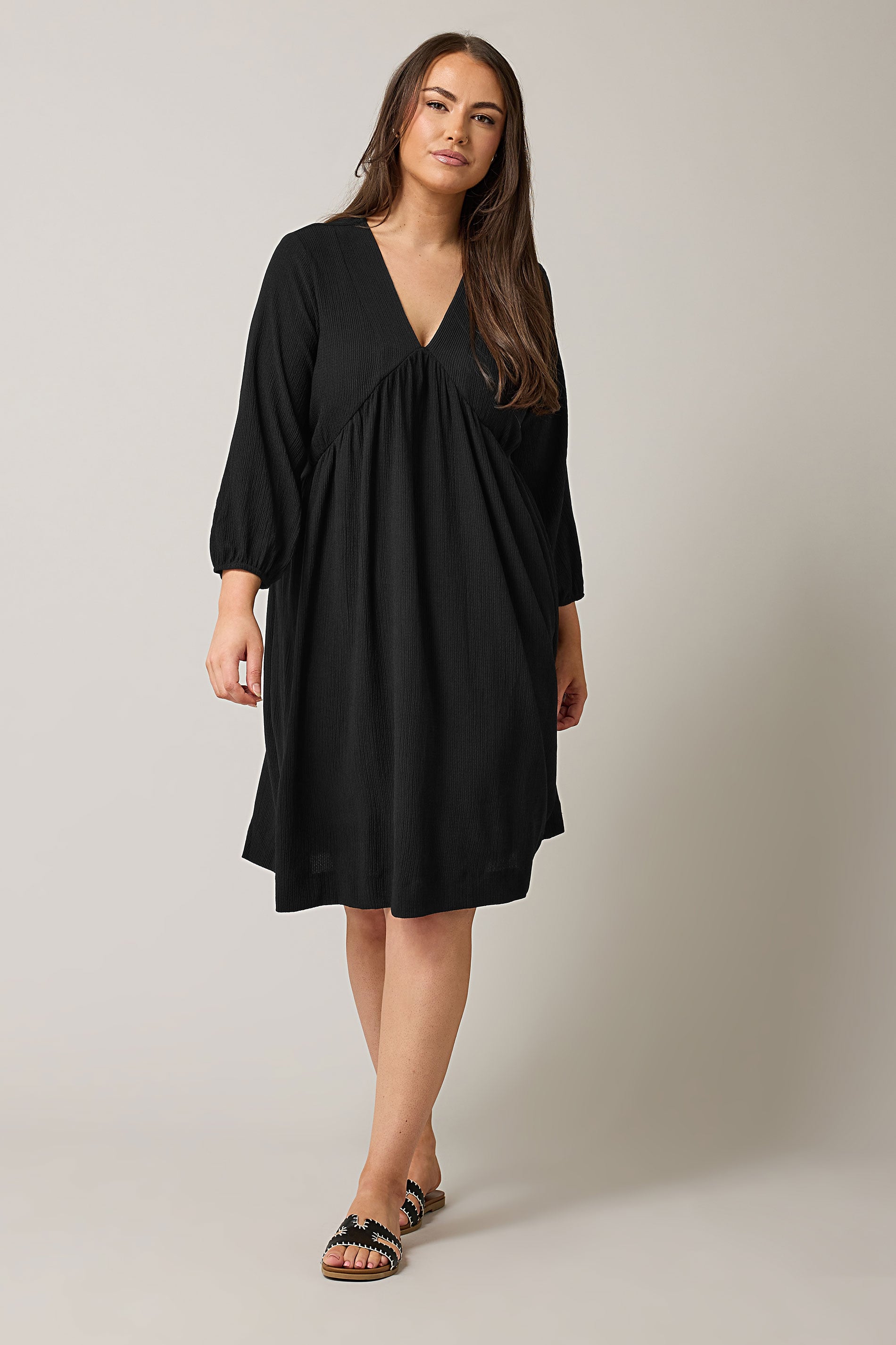 EVANS Plus Size Black Crepe Midi Dress | Evans 1