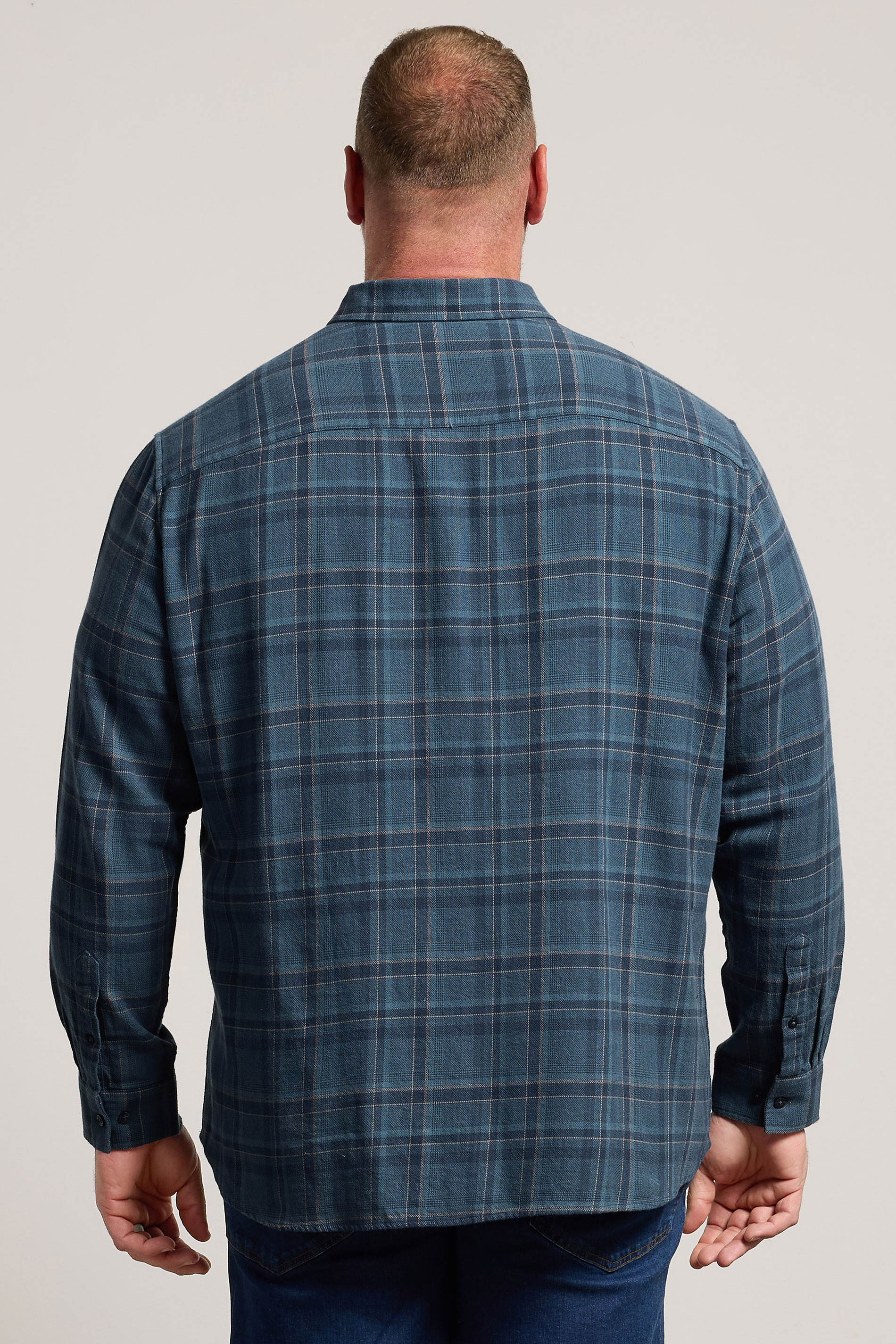 BadRhino Big & Tall Blue Check Long Sleeve Shirt | BadRhino 2