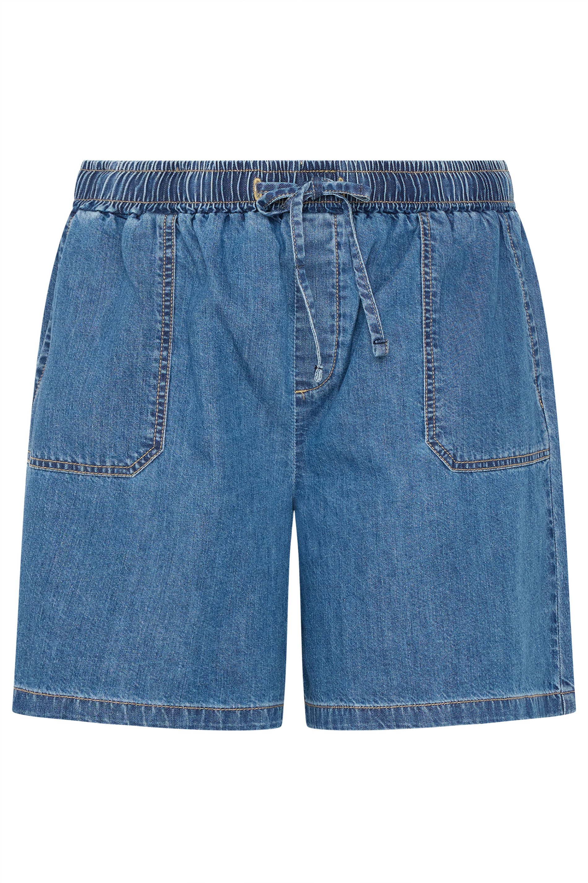 YOURS Plus Size Blue Denim Tie Waist Shorts | Yours Clothing 5