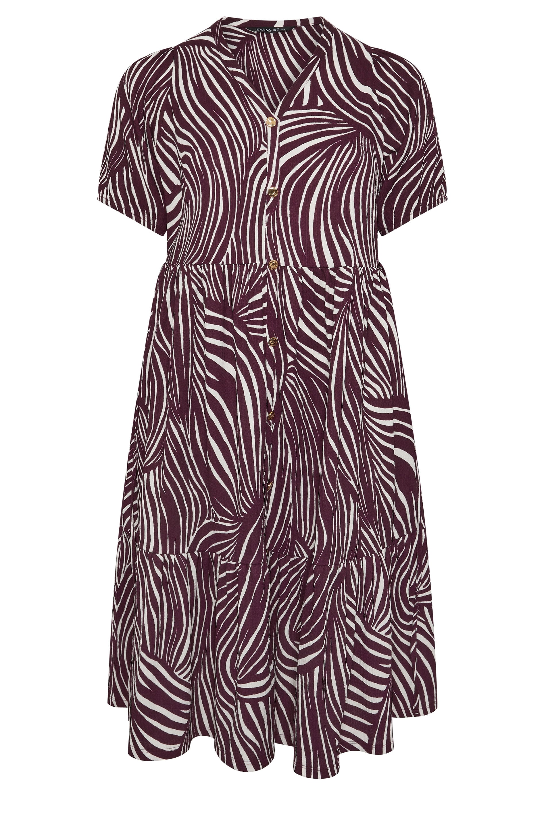 EVANS Plus Size Berry Red Button Through Dress | Evans 5