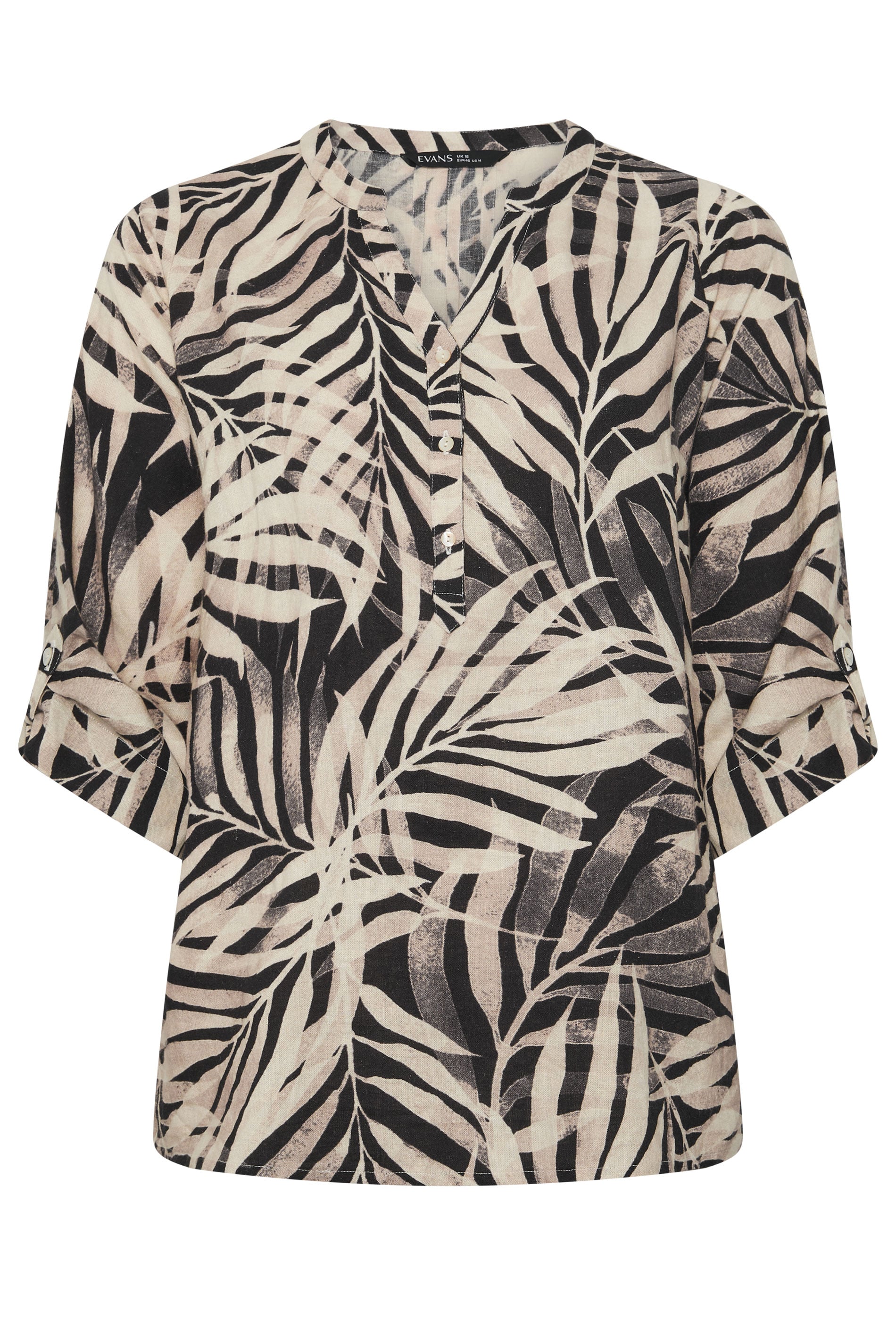 EVANS Plus Size Black Mono Palm Print Top | Evans 7