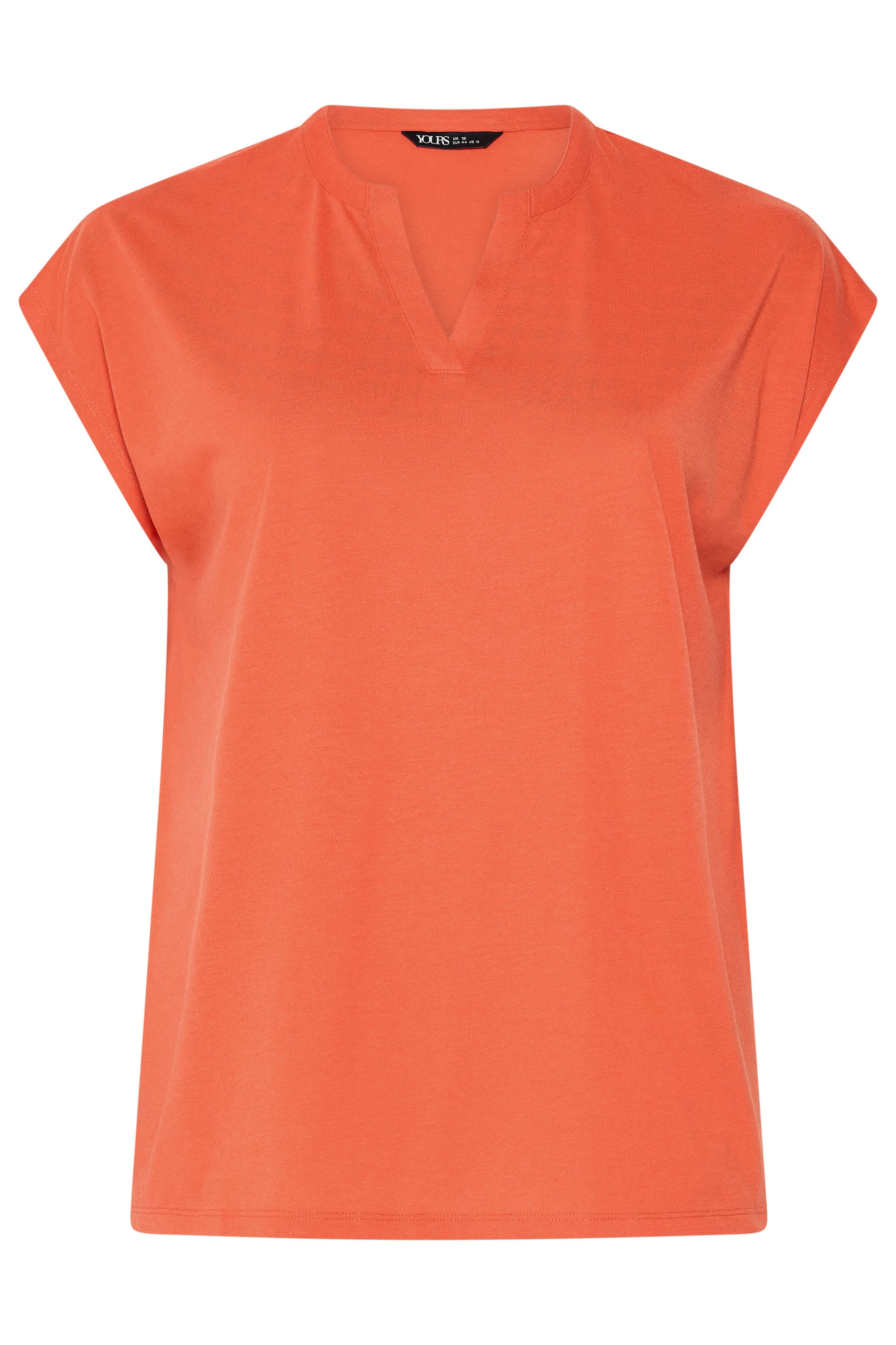 YOURS Plus Size Orange Notch Neck T-Shirt | Yours Clothing 5