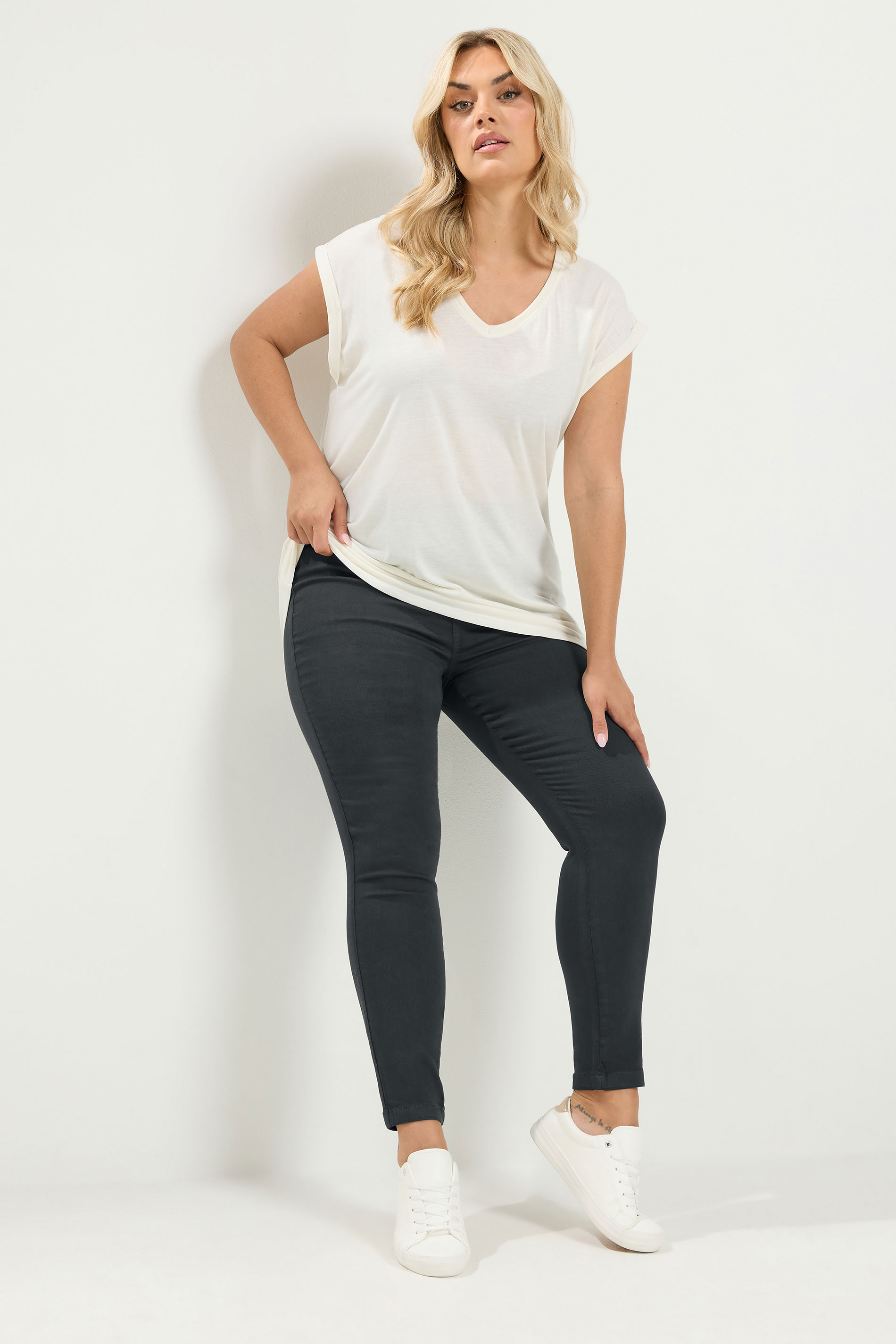 YOURS Plus Size Grey Pull On JENNY Jeggings | Yours Clothing 1