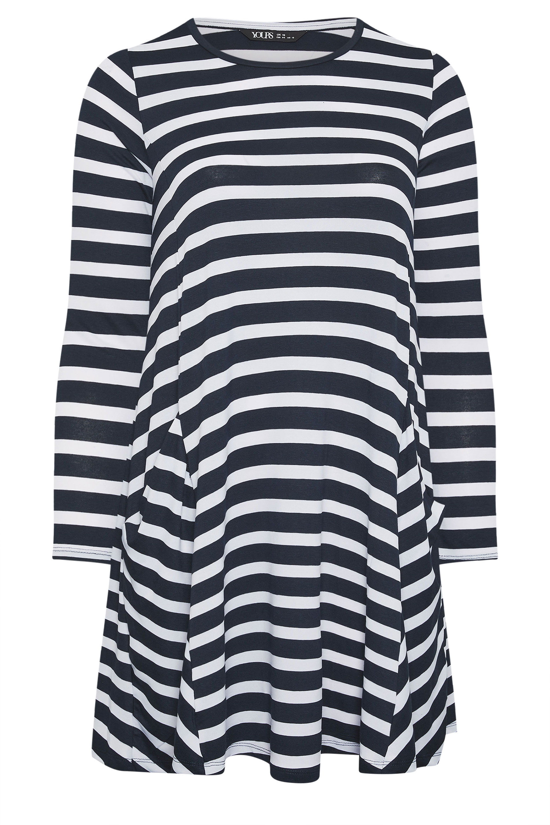 YOURS Plus Size Black Stripe Drape Pocket Dress | Yours Clothing 5