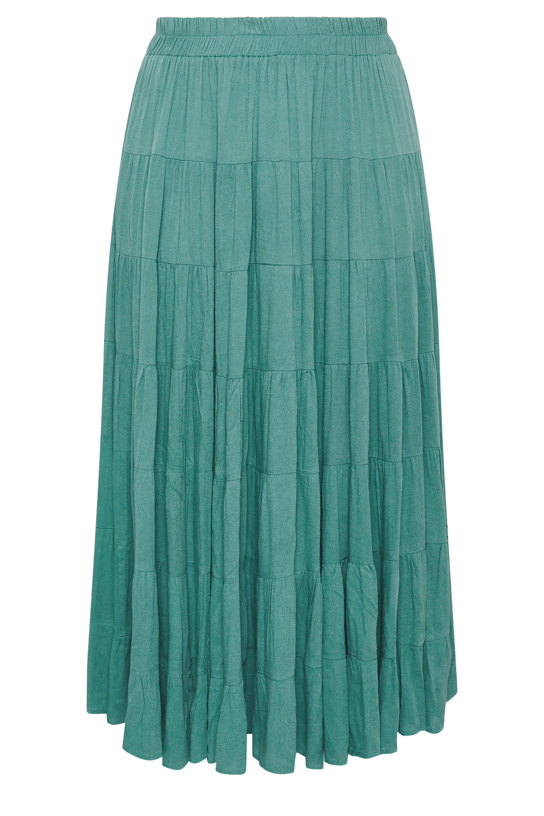 YOURS Plus Size Teal Green Tiered Maxi Skirt | Yours Clothing 5