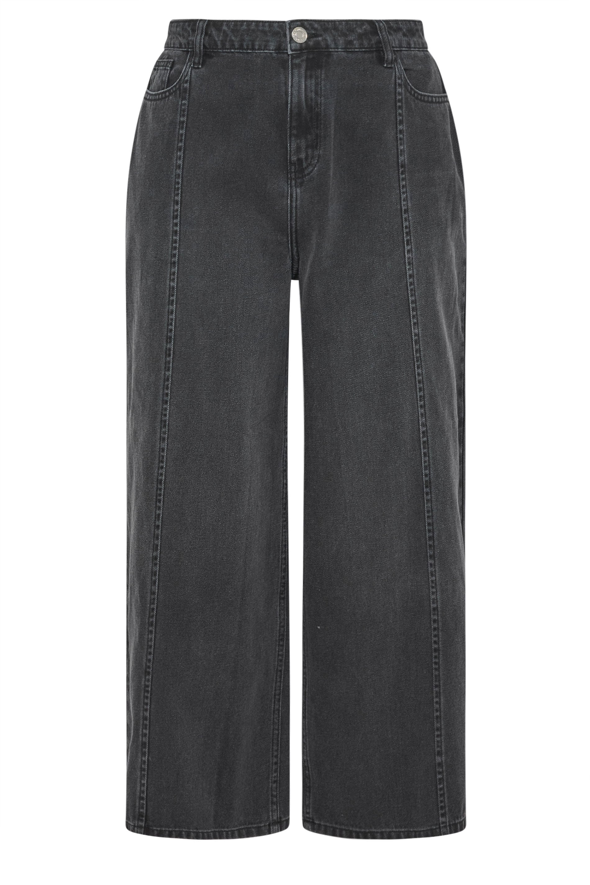 YOURS Plus Size Black Front Seam Wide Leg Jeans | Yours Clothing 7