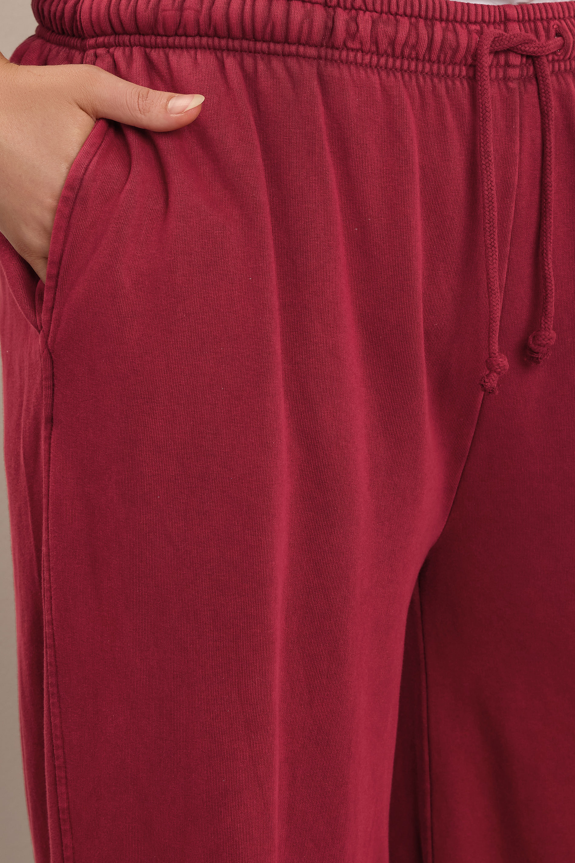 YOURS Plus Size Red Wide Leg Joggers | Yours Clothing 5