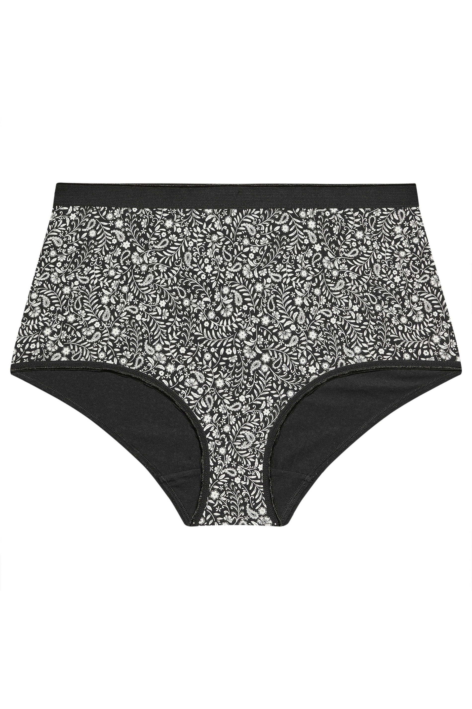 YOURSET 5 PACK Plus Size Black Paisley Print Full Briefs | Yours Clothing 9