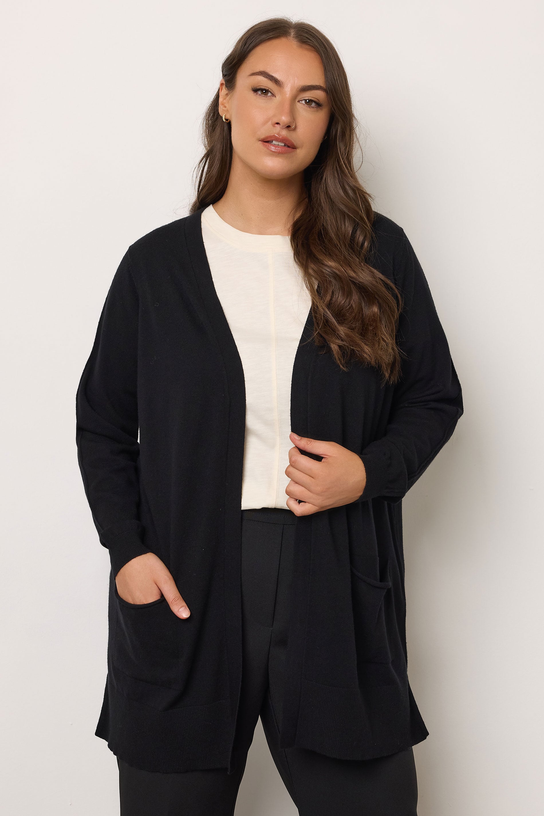 EVANS Plus Size Black Premium Pocket Front Cardigan | Evans  3