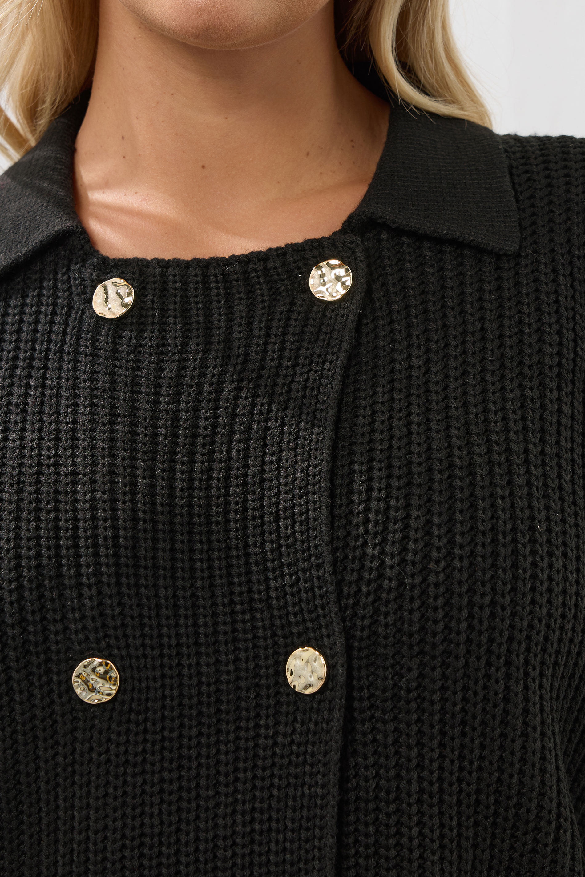 YOURS Plus Size Black Double Breasted Cardigan | Yours Clothing 4