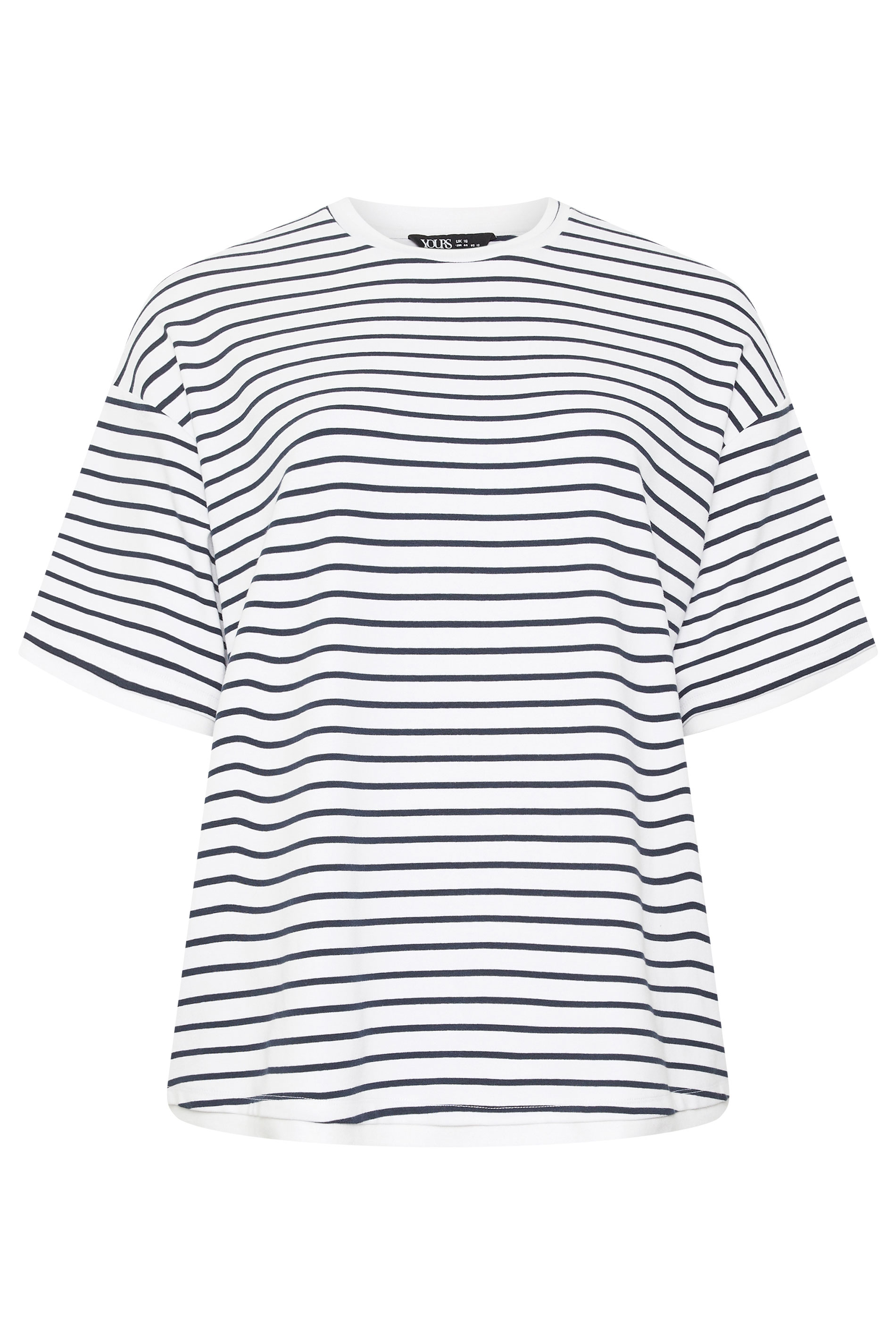 YOURS Plus Size White Stripe Ringer T-Shirt | Yours Clothing 5