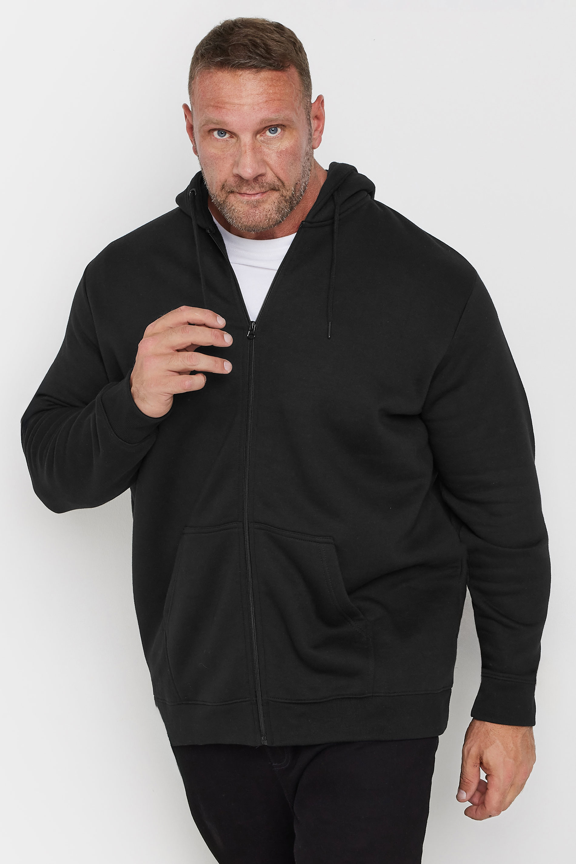 BadRhino Big & Tall Black Premium Zip Through Hoodie | BadRhino 1