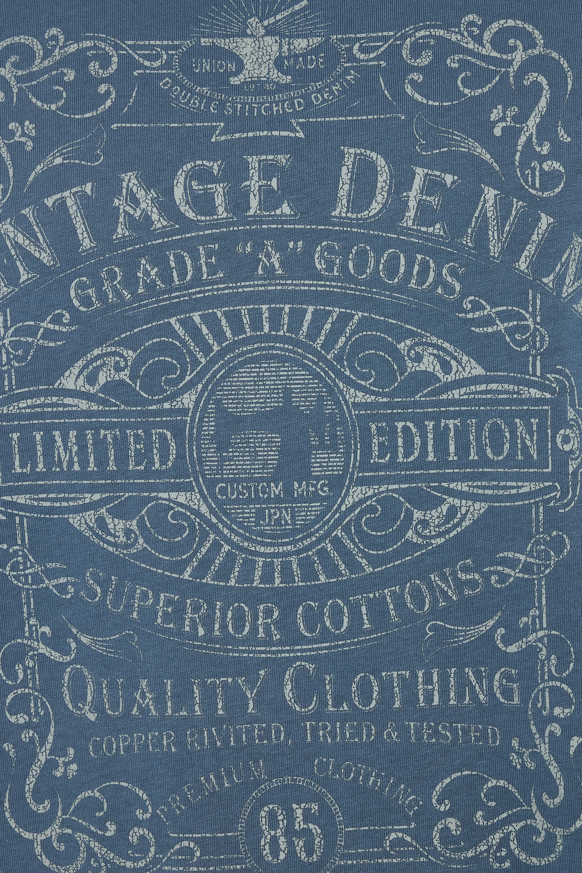 KAM Big & Tall Indigo Blue Vintage Denim Graphic Print T-Shirt | BadRhino 2