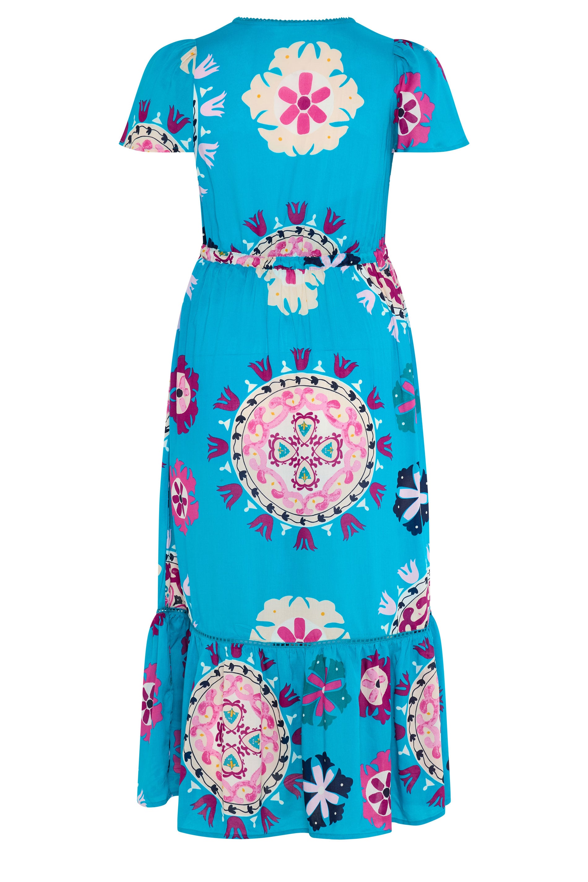 YOURS Plus Size Blue Block Print Dress | Yours Clothing 6