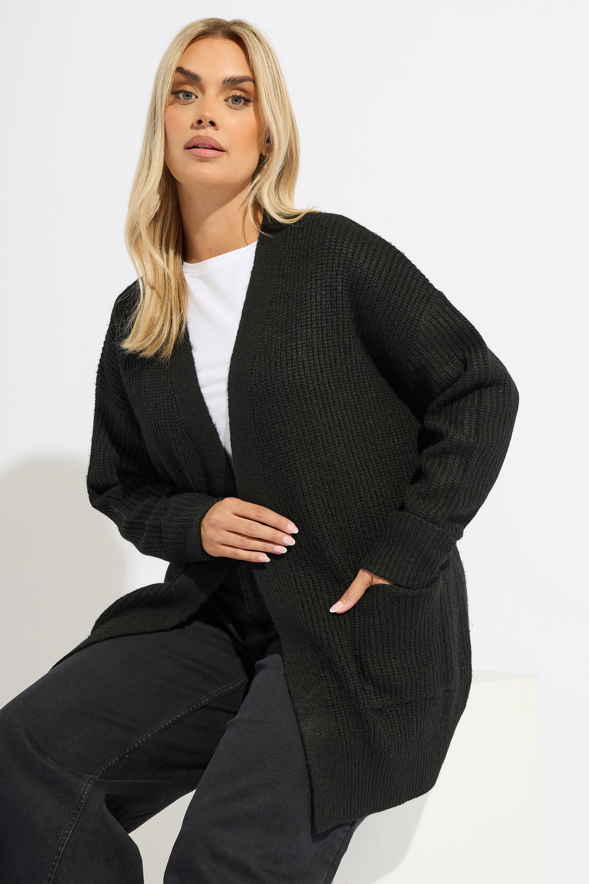YOURS Plus Size Black Soft Touch Knitted Cardigan | Yours Clothing 3