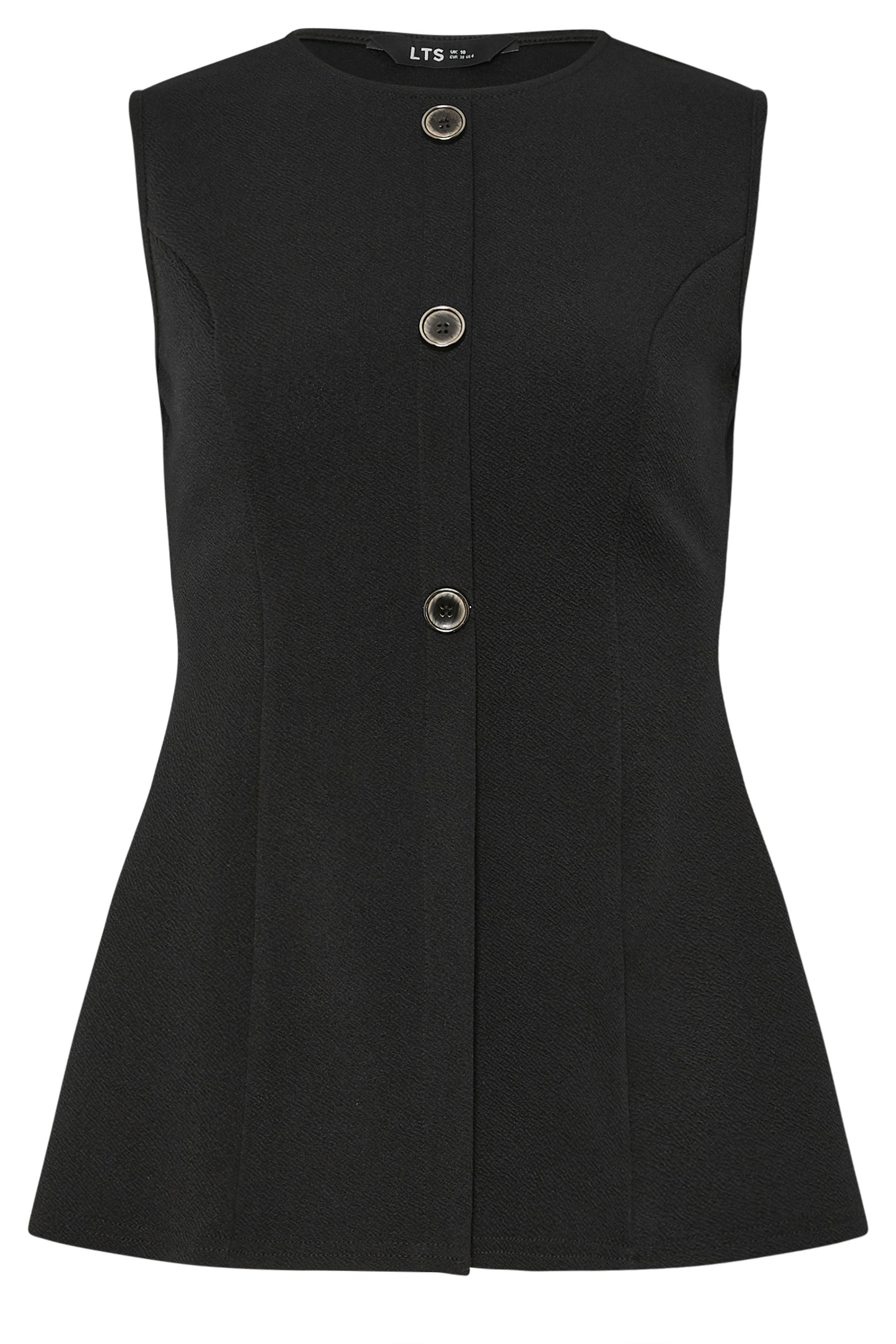 LTS Tall Women's Black Textured Button Waistcoat | Long Tall Sally 5