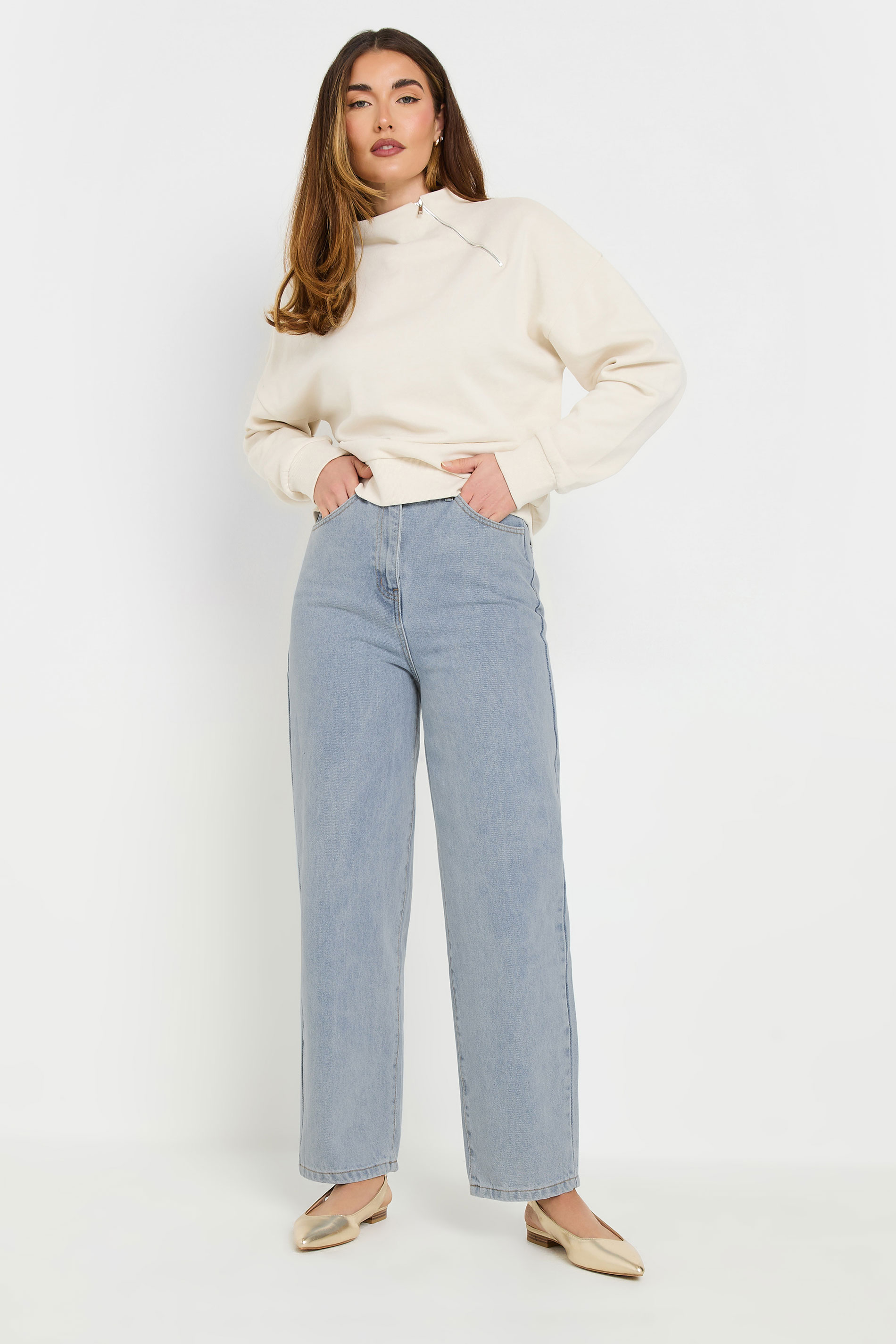 LTS Tall Light Blue Wash Barrel Leg Jeans | Long Tall Sally 1