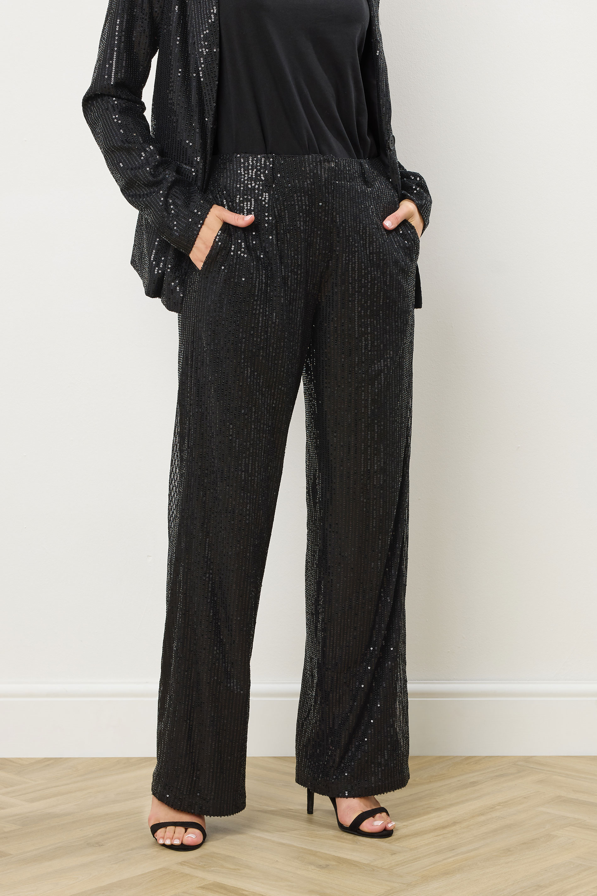 LTS Tall Black Embellished Wide Leg Trousers | Long Tall Sally 2
