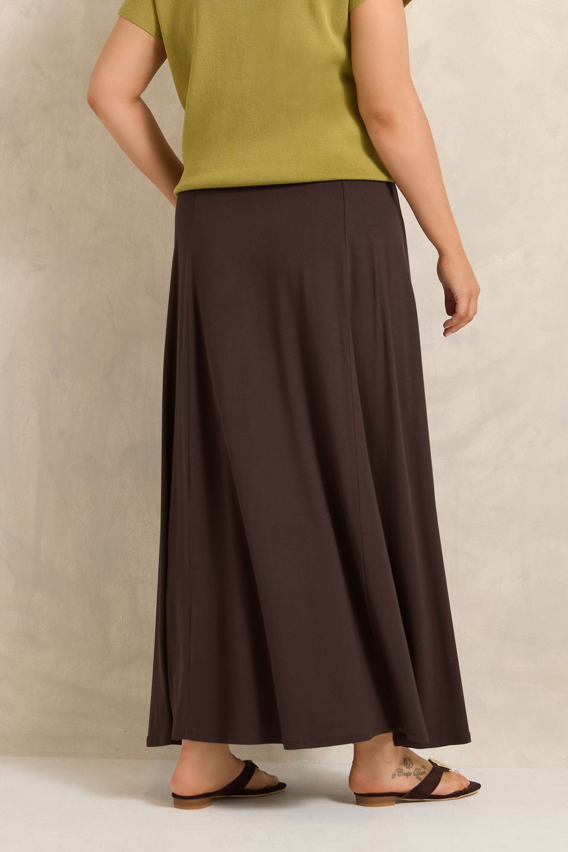 EVANS Plus Size Chocolate Brown Maxi Skirt | Evans  2