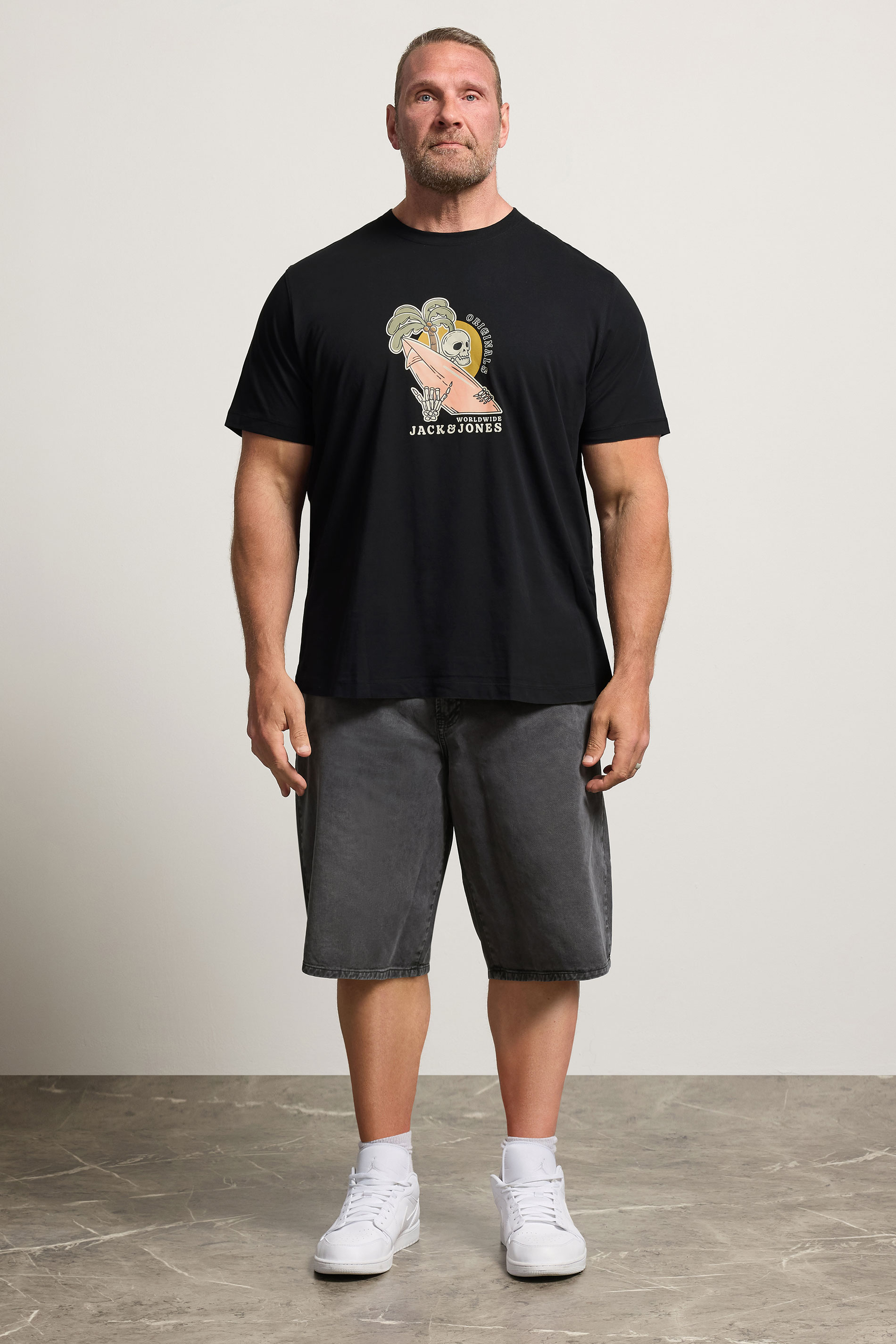 JACK & JONES Big & Tall Black Skull Print Tee | BadRhino 1