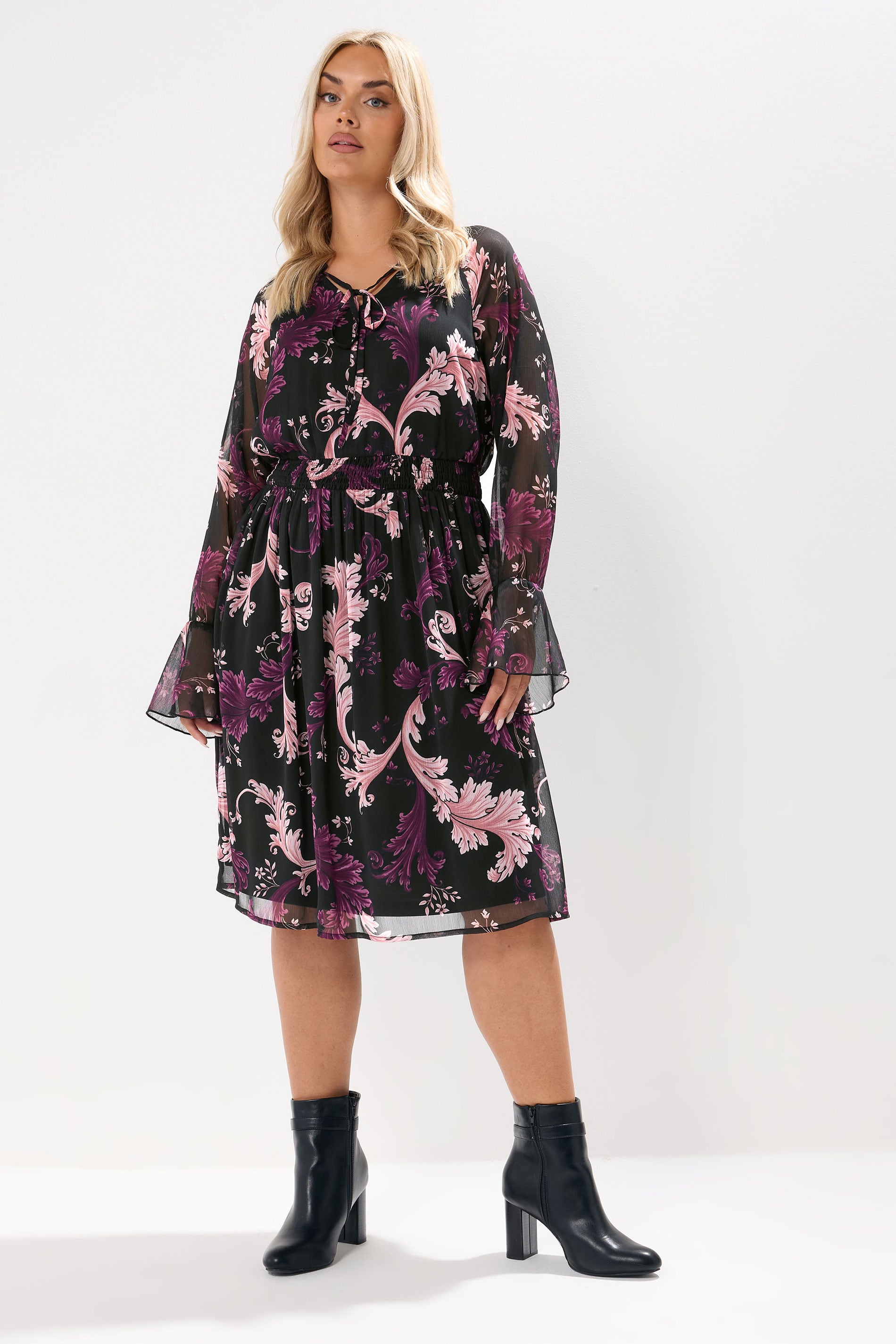YOURS Plus Size Black Paisley Print Midi Dress | Yours Clothing 2