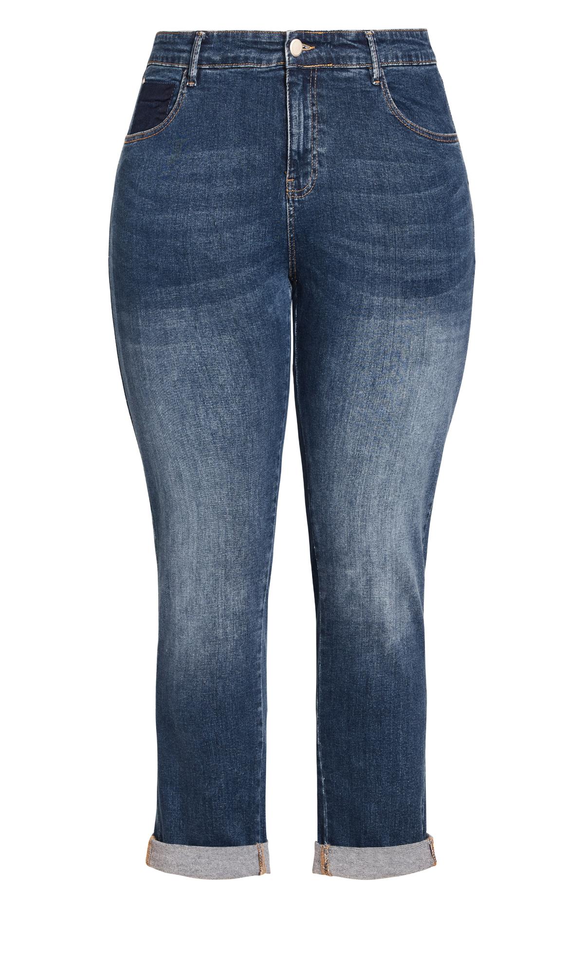 Evans Blue Mid Wash Girlfriend Jeans | Evans