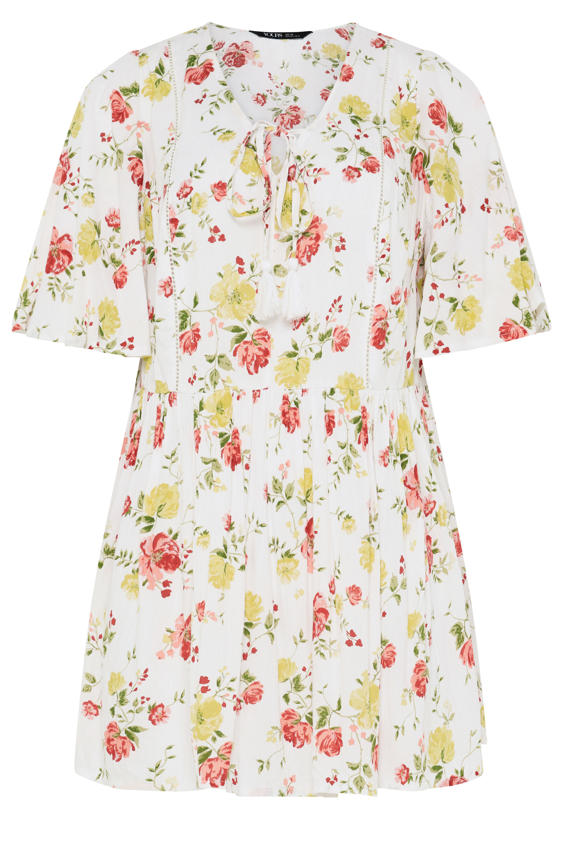 YOURS Plus Size White Floral Peplum Blouse | Yours Clothing  5