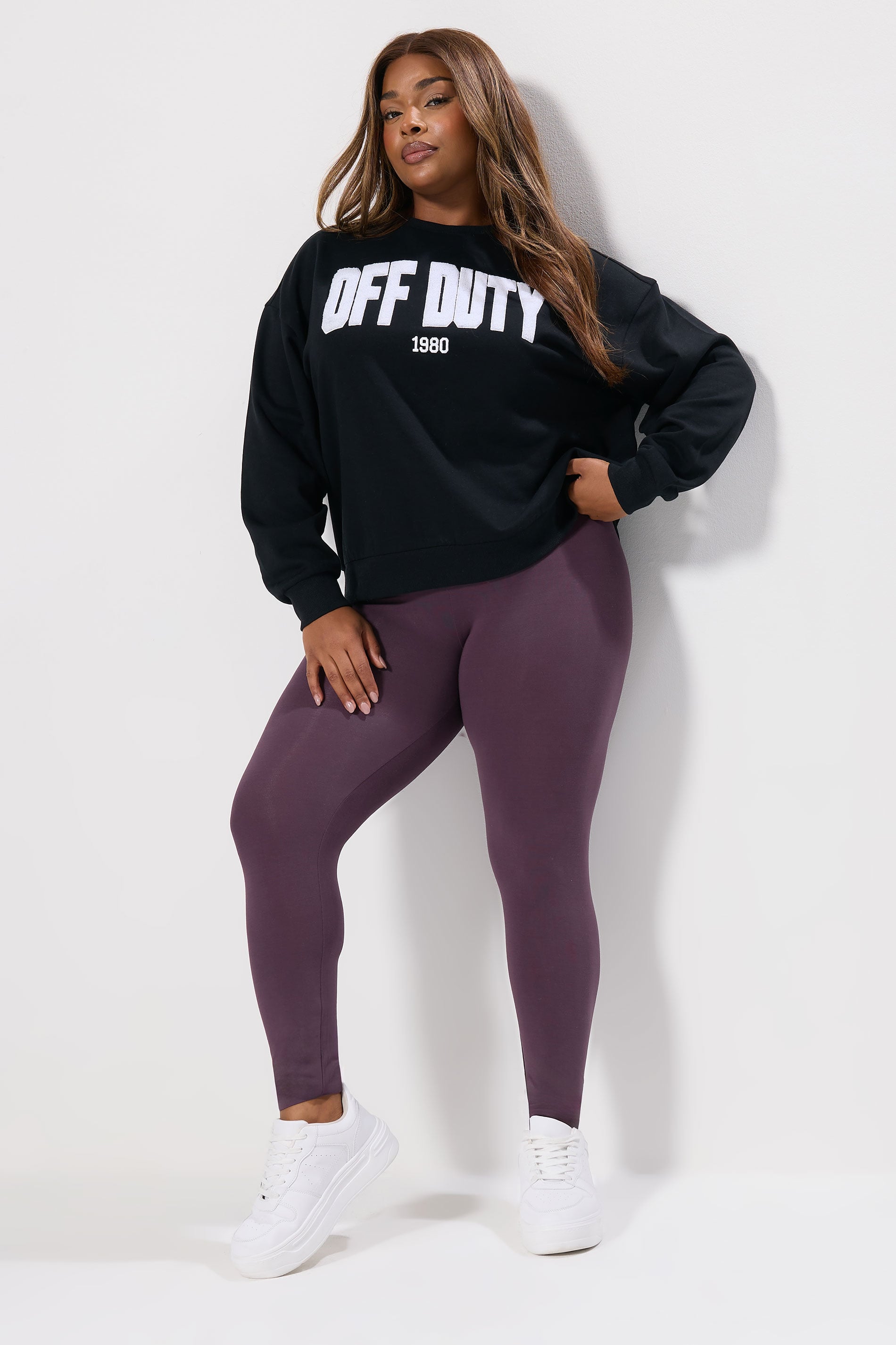 YOURS Plus Size Purple High Waisted Leggings | Yours Clothing 1