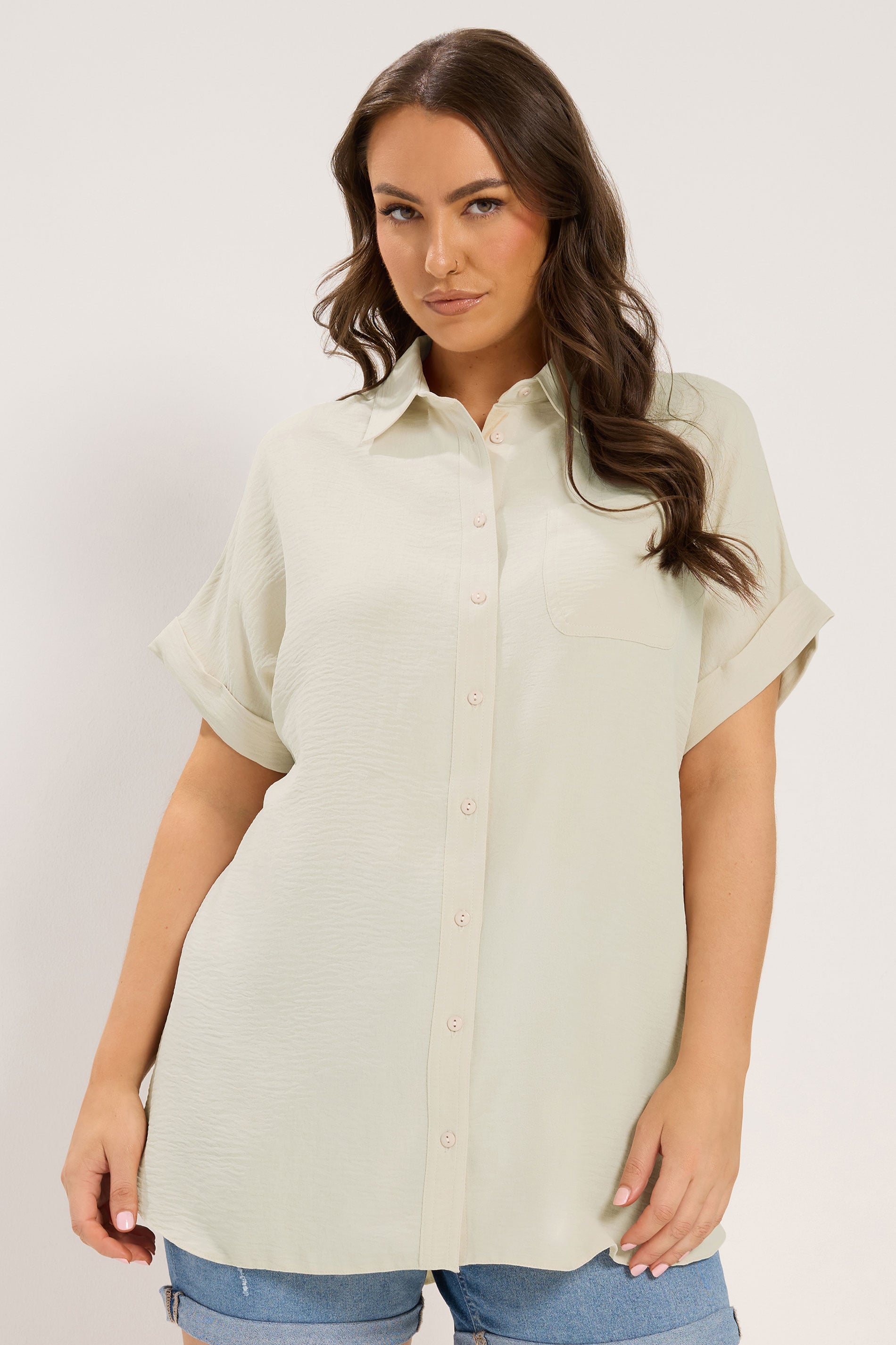 YOURS Plus Size Natural Brown Grown On Sleeve Shirt | Yours Clothing 3