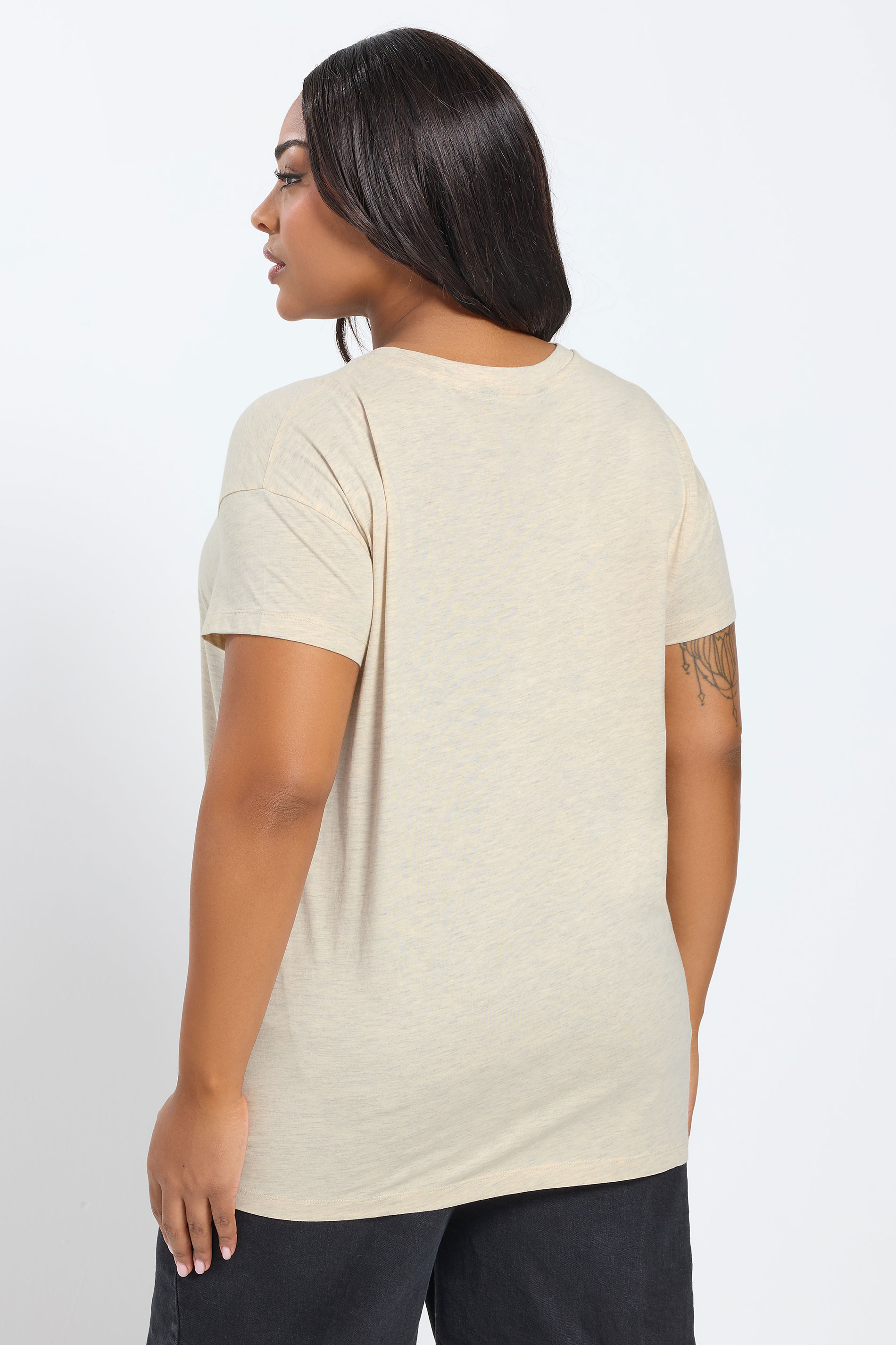 YOURS Plus Size Natural Brown 'Free Spirit' Embellished Graphic T-Shirt | Yours Clothing 2