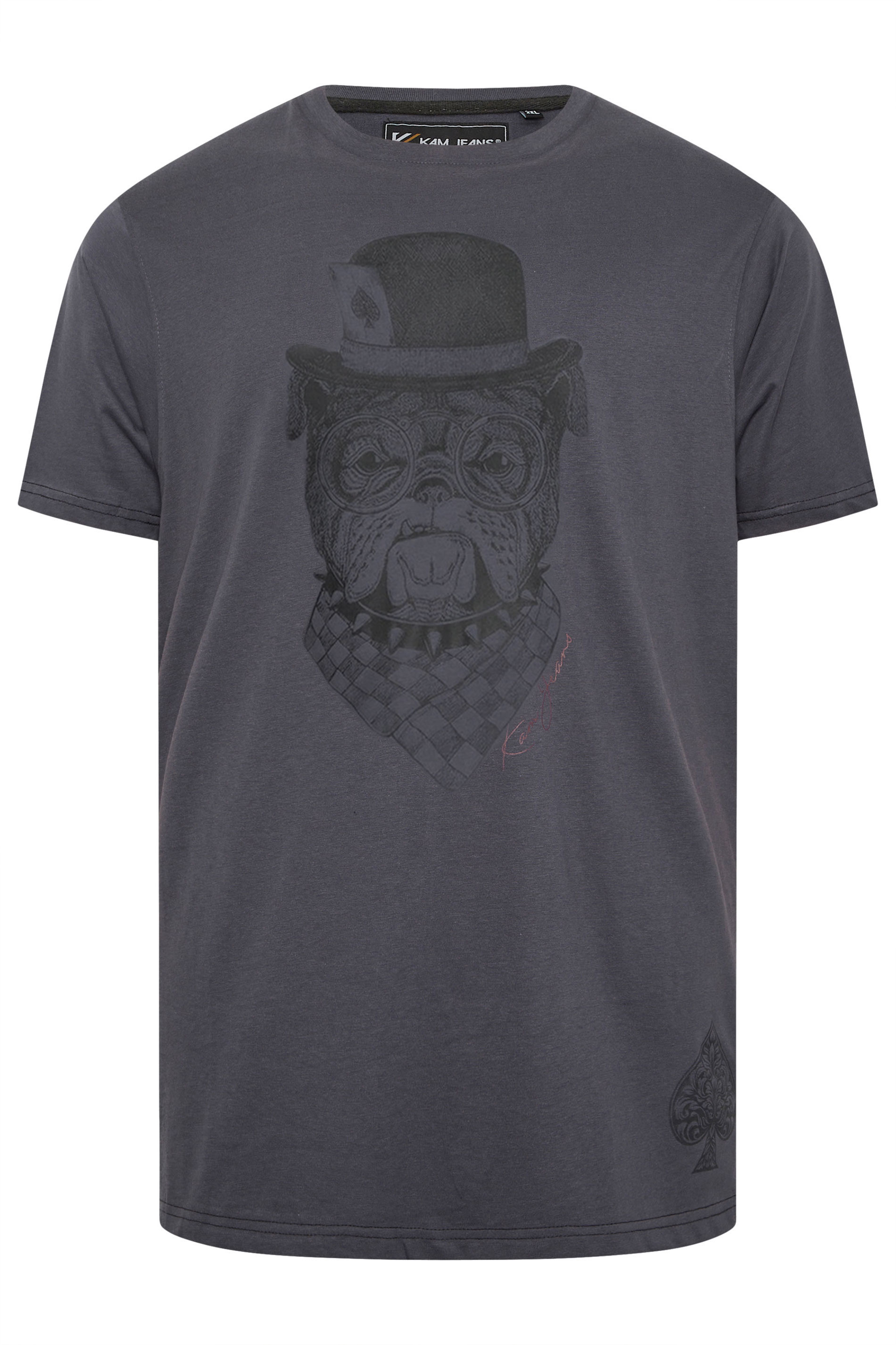 KAM Big & Tall Night Black Bulldog Graphic Print T-Shirt | BadRhino 2