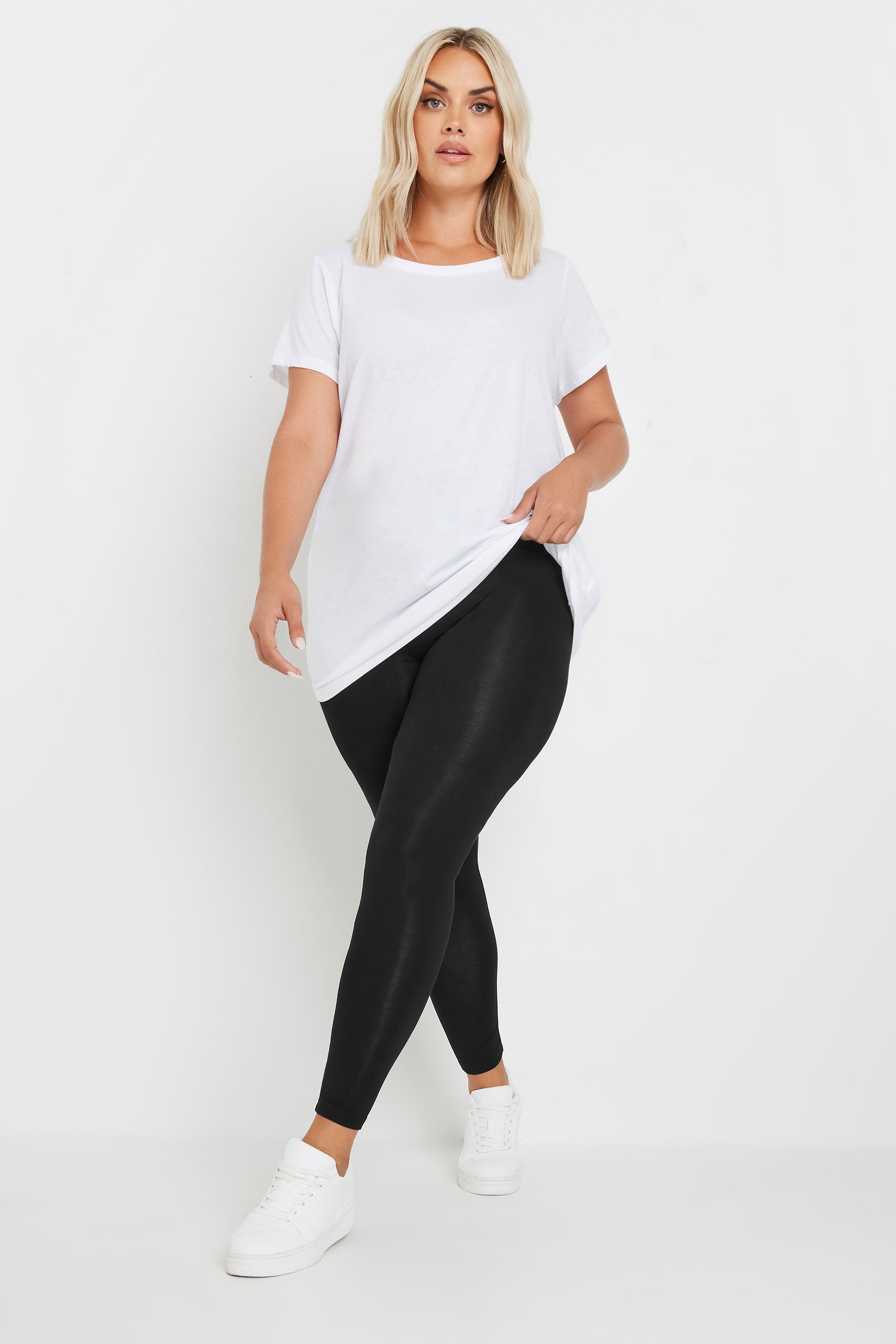 YOURSET 2 PACK Plus Size Burgundy Red & Black Soft Touch Stretch Leggings | Yours Clothing 4