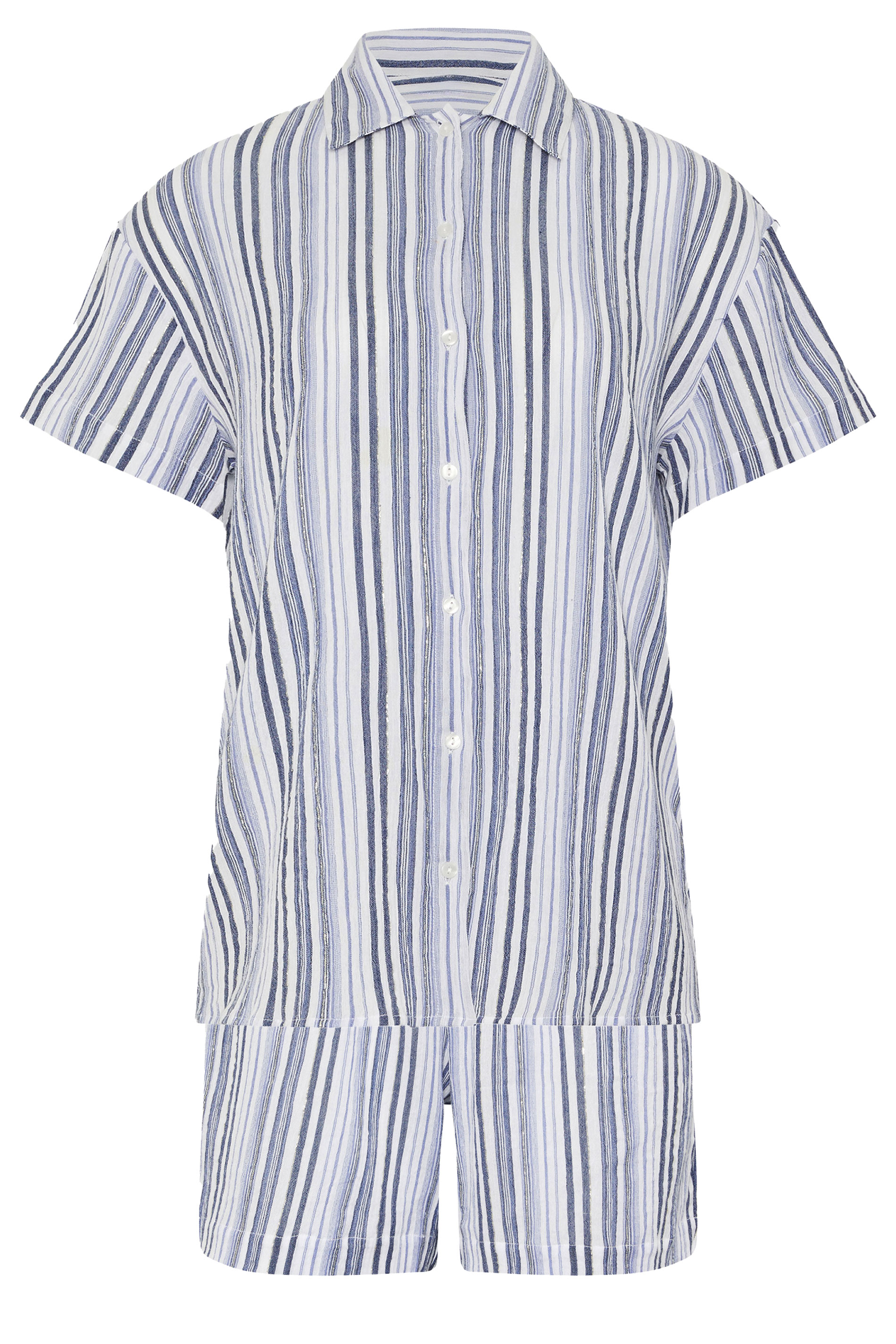 LTS Tall Women's Set Blue & White Stripe Shirt & Shorts | Long Tall Sally 7