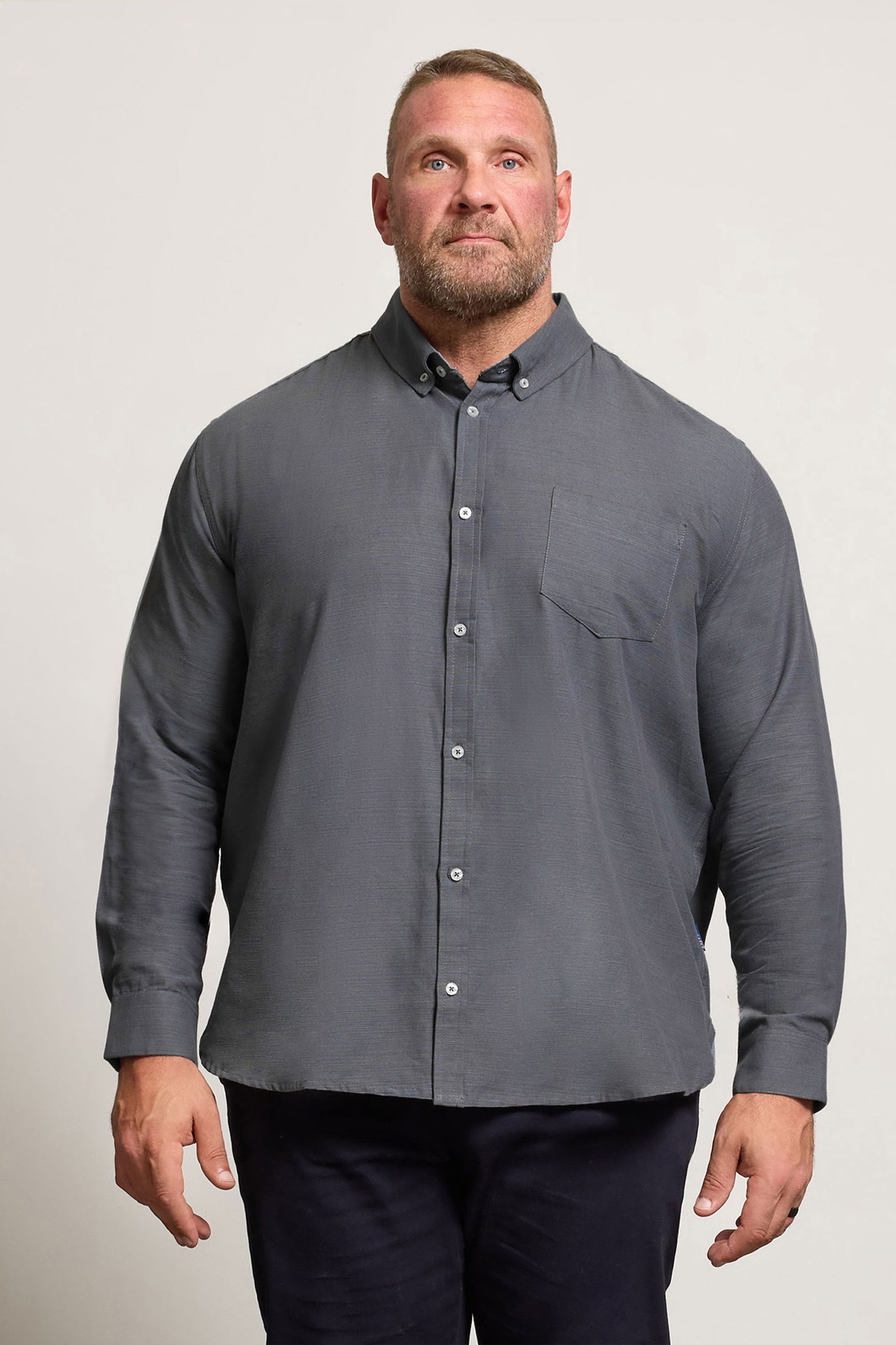 BadRhino Big & Tall Grey Long Sleeve Slub Shirt | BadRhino 1