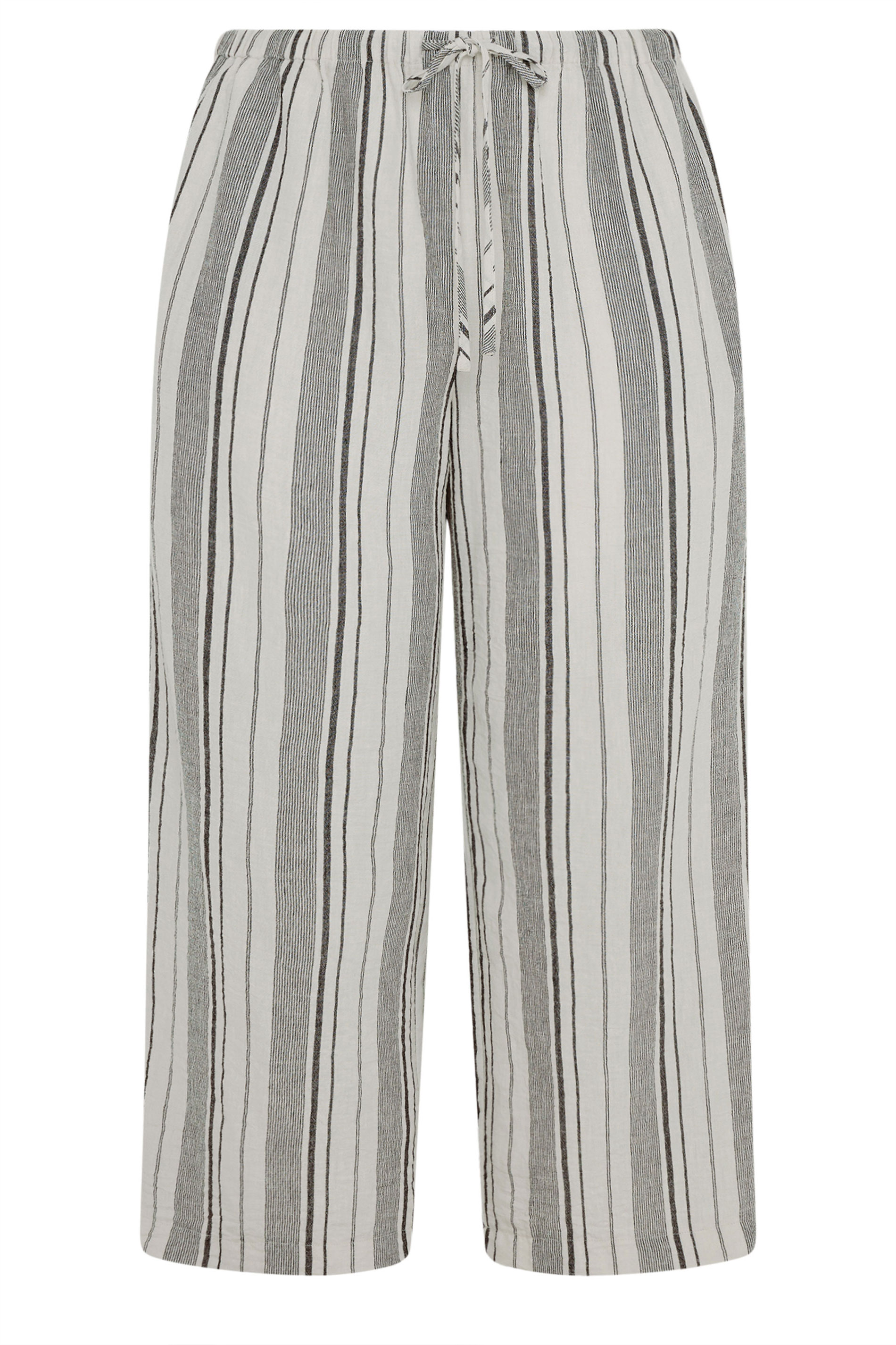 YOURS Plus Size Natural Brown Stripe Linen Look Trousers | Yours Clothing 6