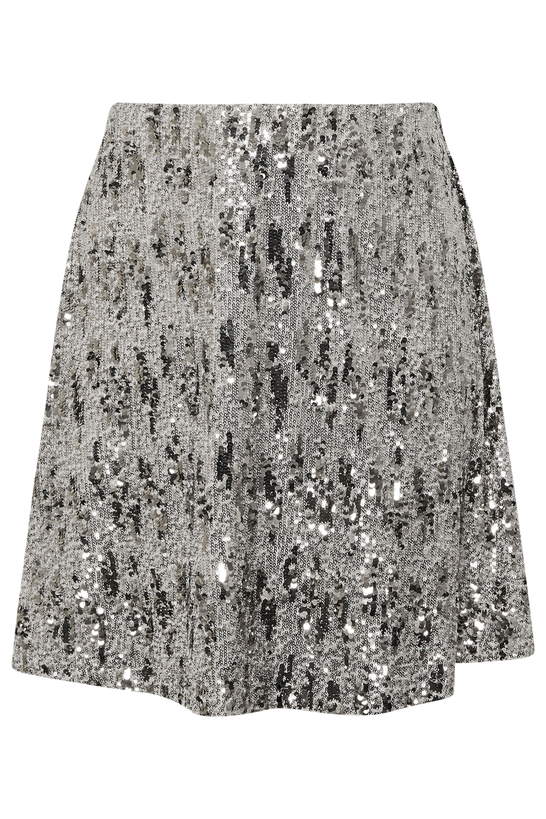 YOURS Plus Size Silver Sequin Embellished Mini Skirt | Yours Clothing 7