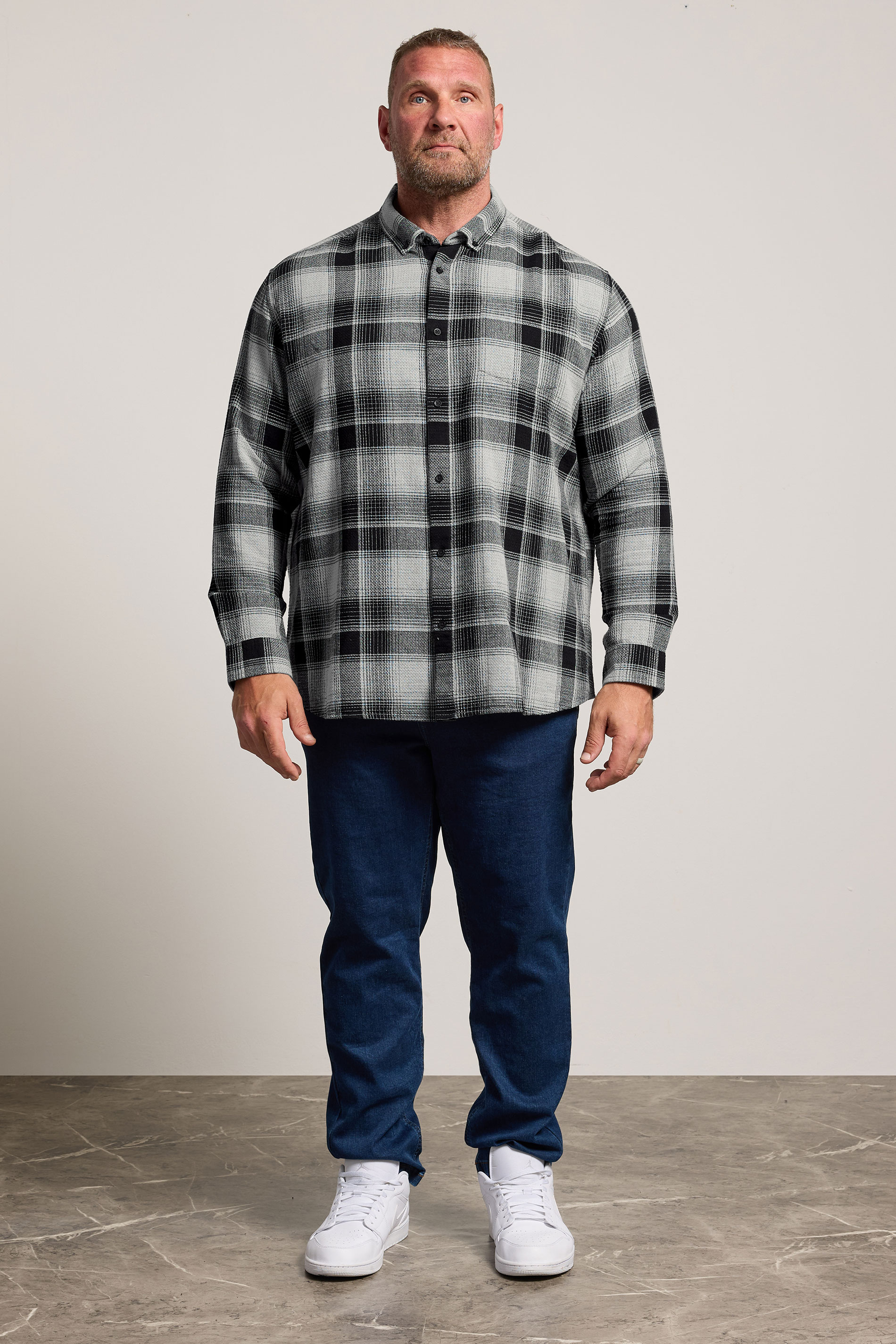 BadRhino Big & Tall Black Check Long Sleeve Shirt | BadRhino 1
