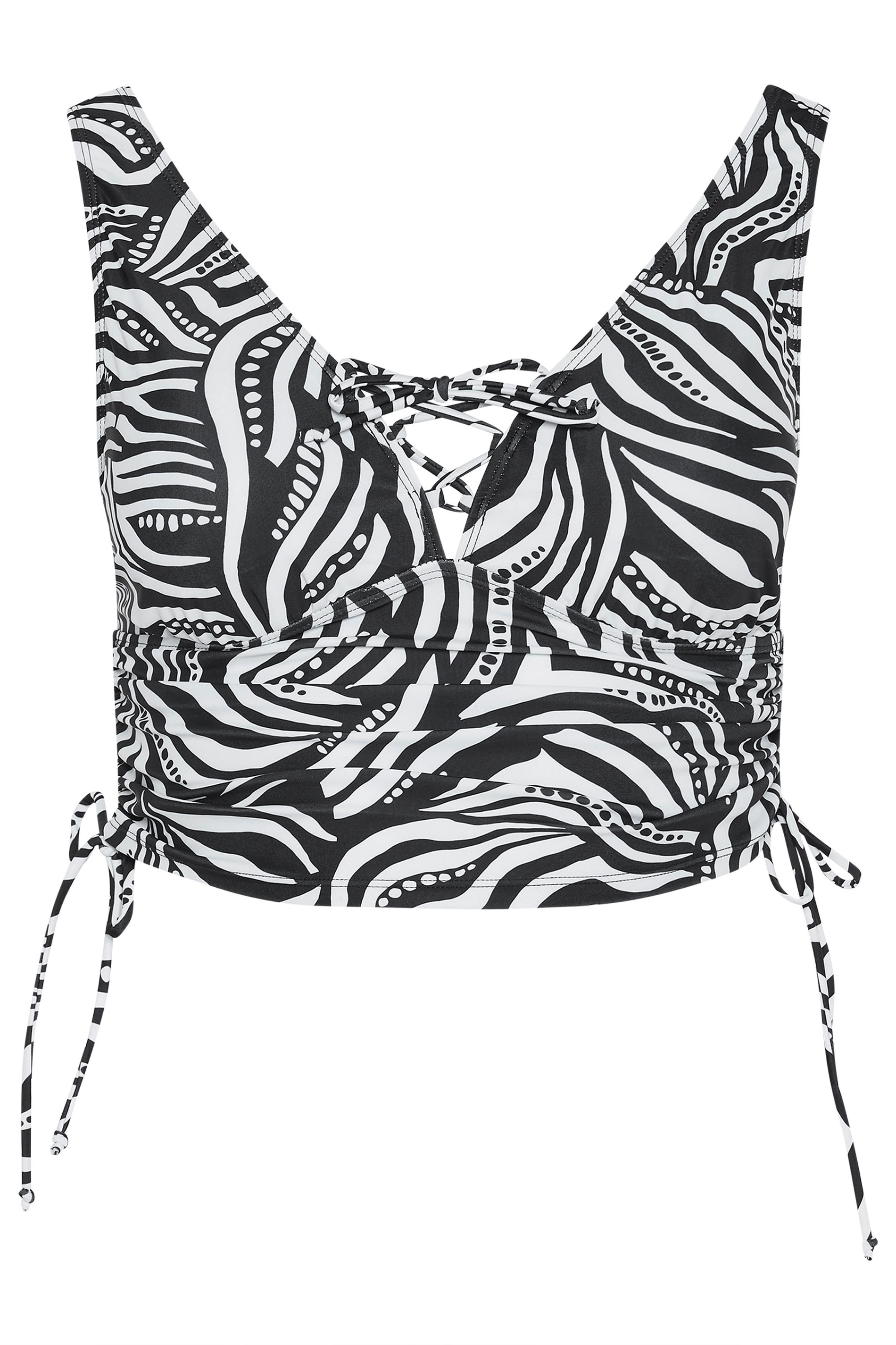 YOURS Plus Size Black & White Geometric Print Tankini Top | Yours Clothing 9