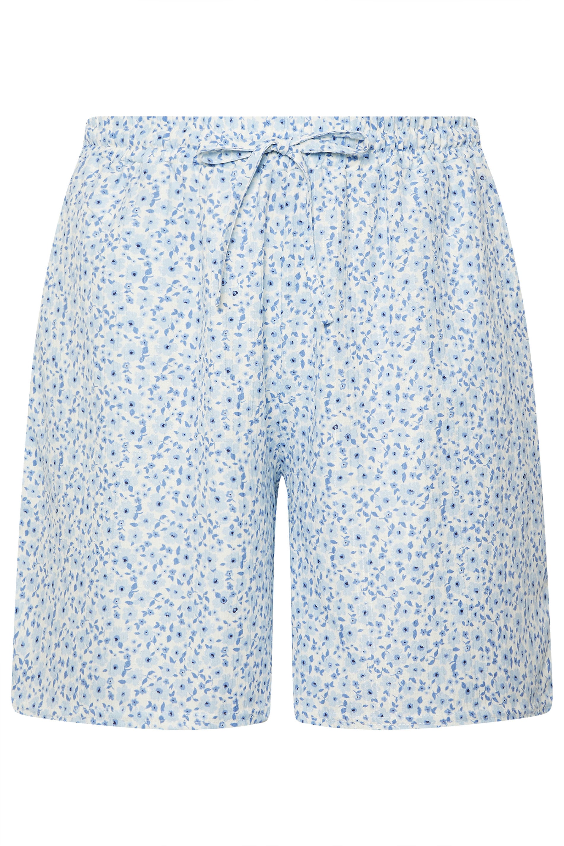 YOURS Plus Size Blue Ditsy Floral Textured Shorts | Yours Clothing 5