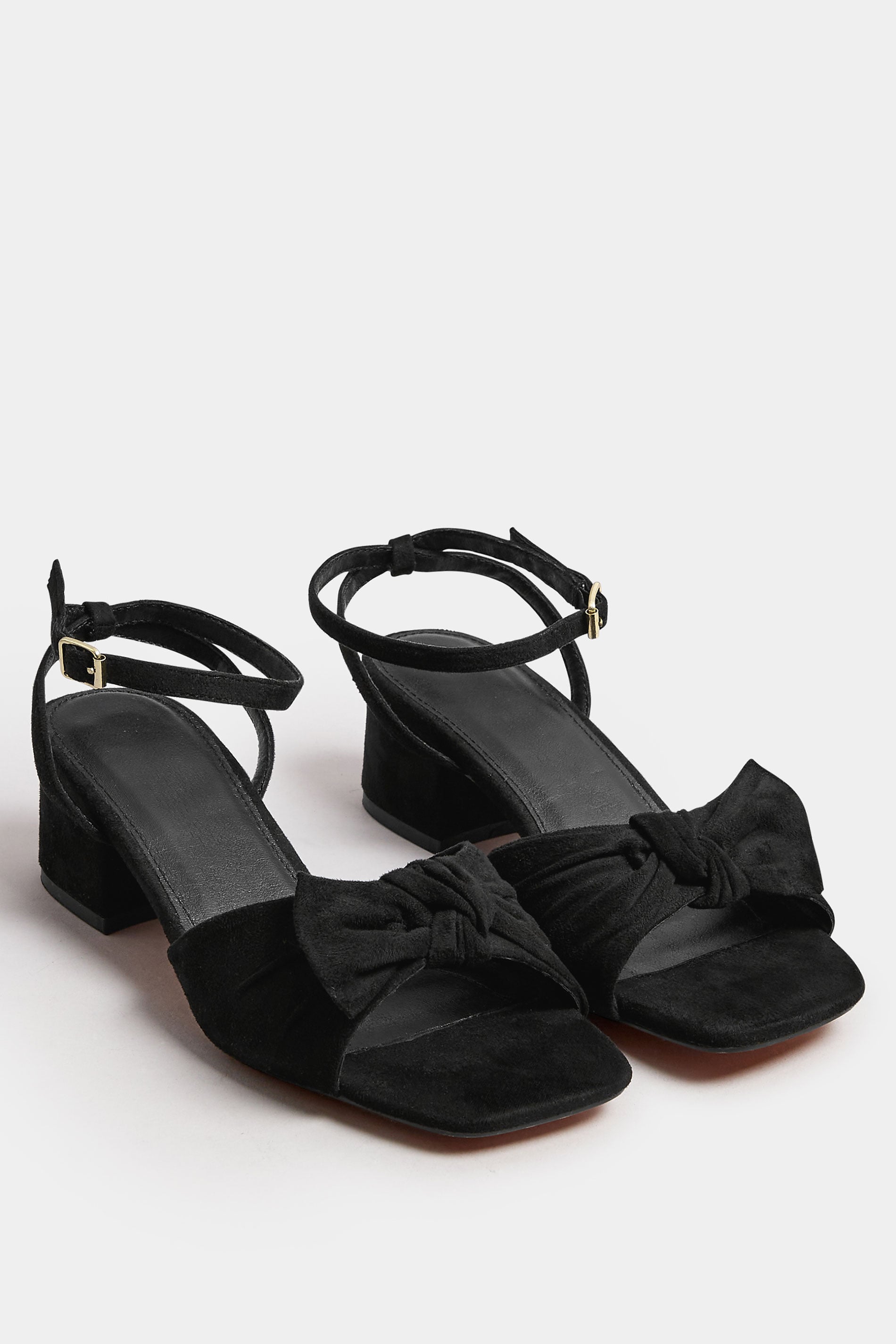 Black Faux Suede Bow Front Block Heels In Wide E Fit & Extra Wide EEE Fit | Yours Clothing 3