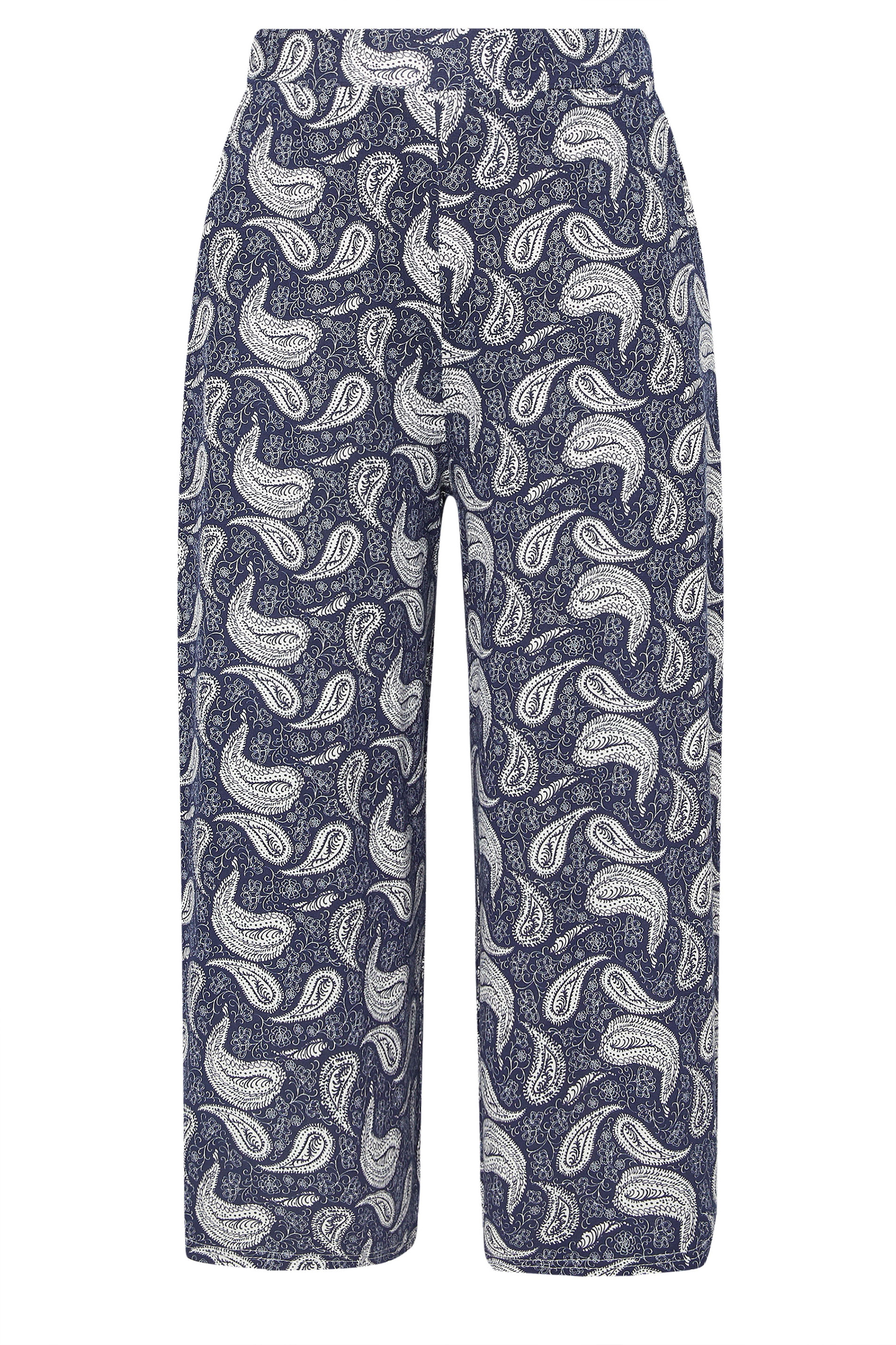 YOURS Plus Size Navy Blue Paisley Print Midaxi Culottes | Yours Clothing 5