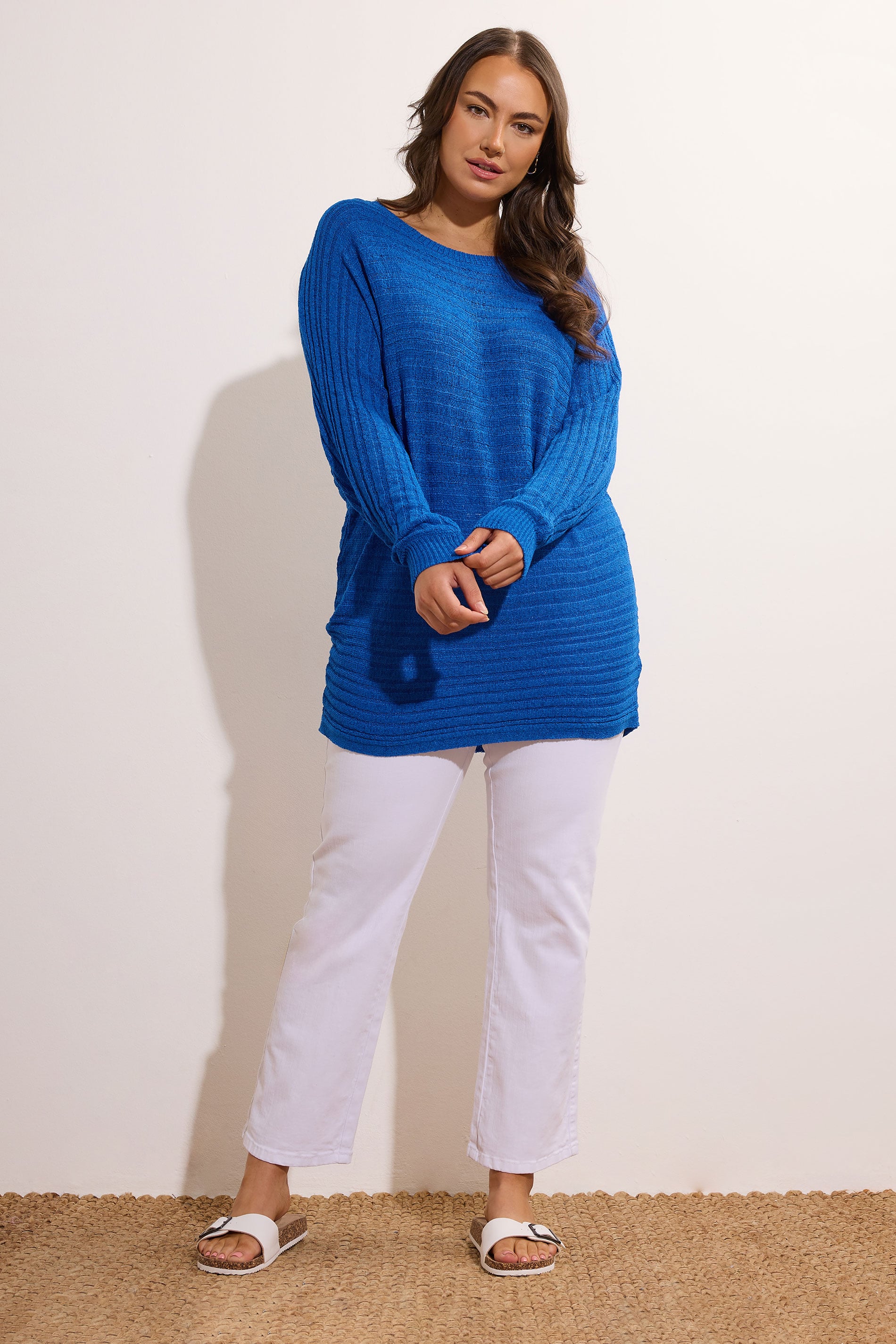 EVANS Plus Size Cobalt Blue Batwing Sleeve Jumper | Evans 1